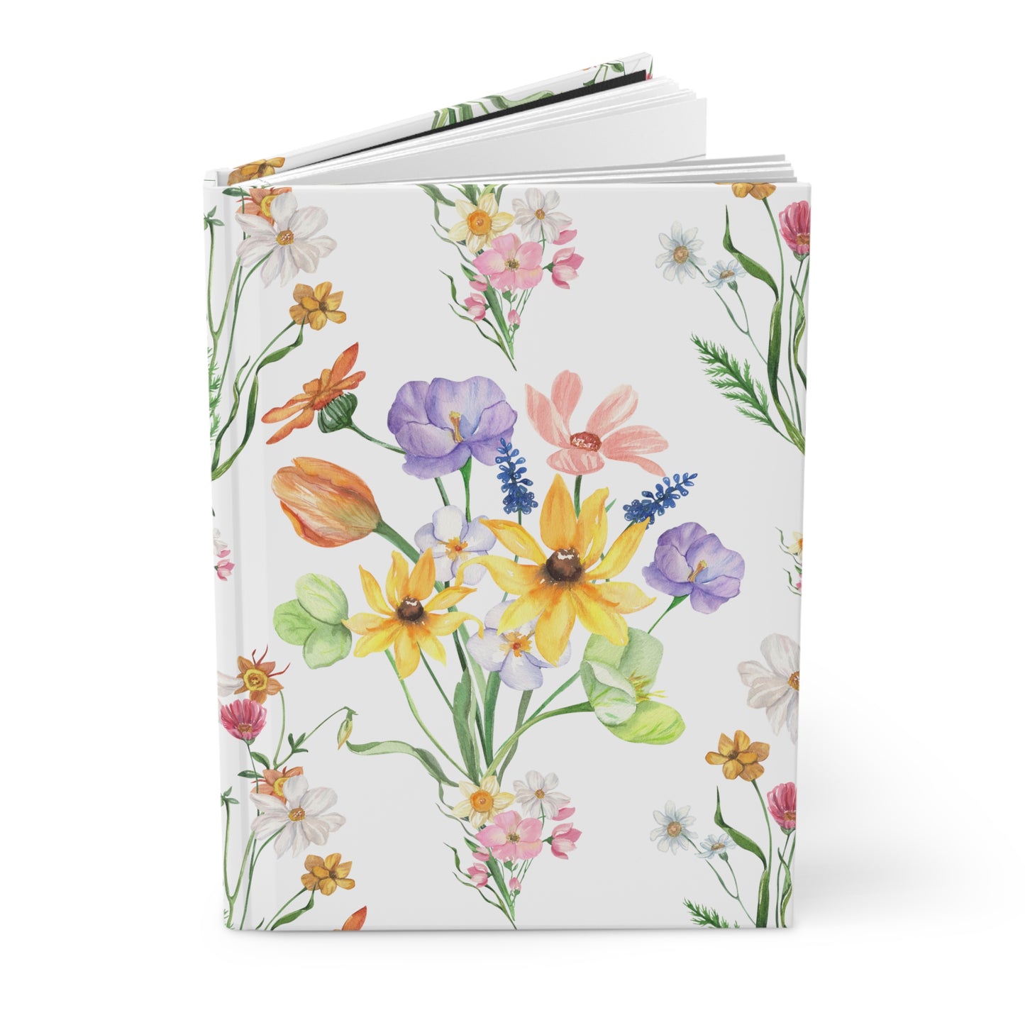 Yvonne Floral Pattern on White Hardcover Journal Matte