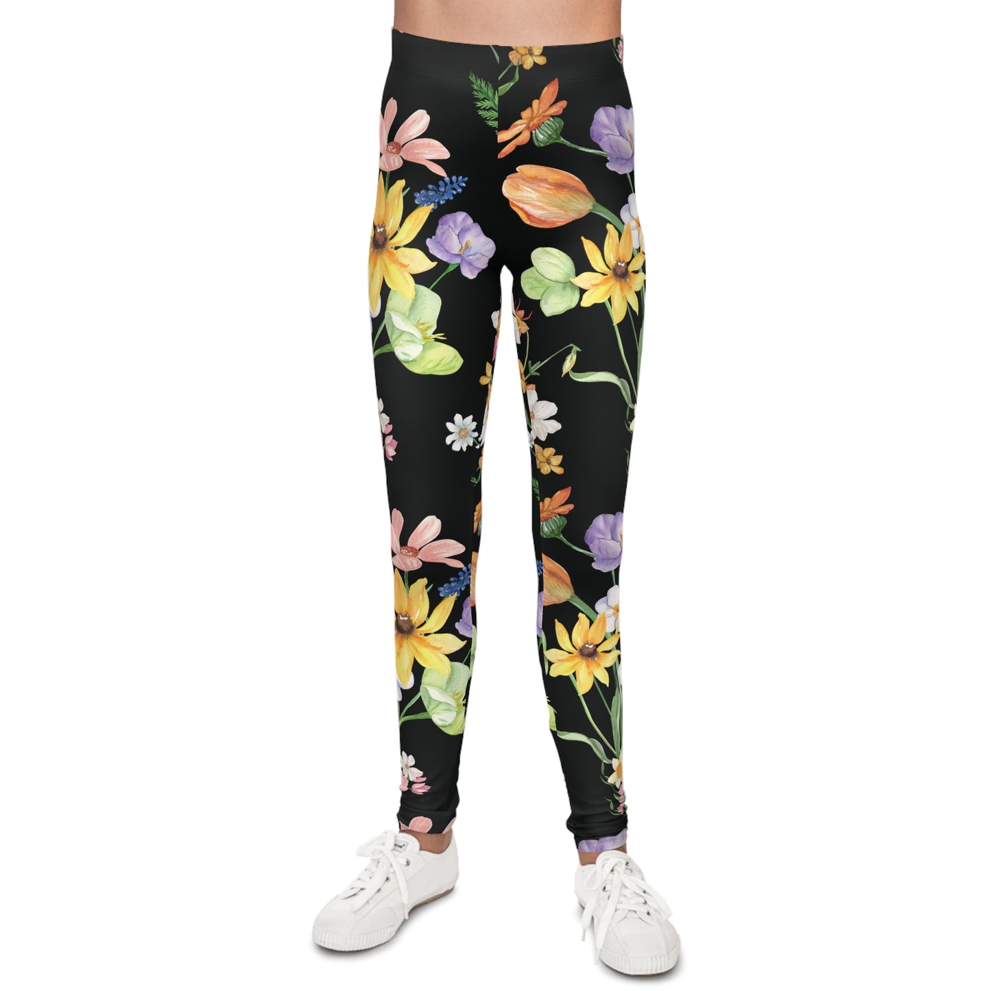 Yvonne Floral Pattern on Black Youth Leggings