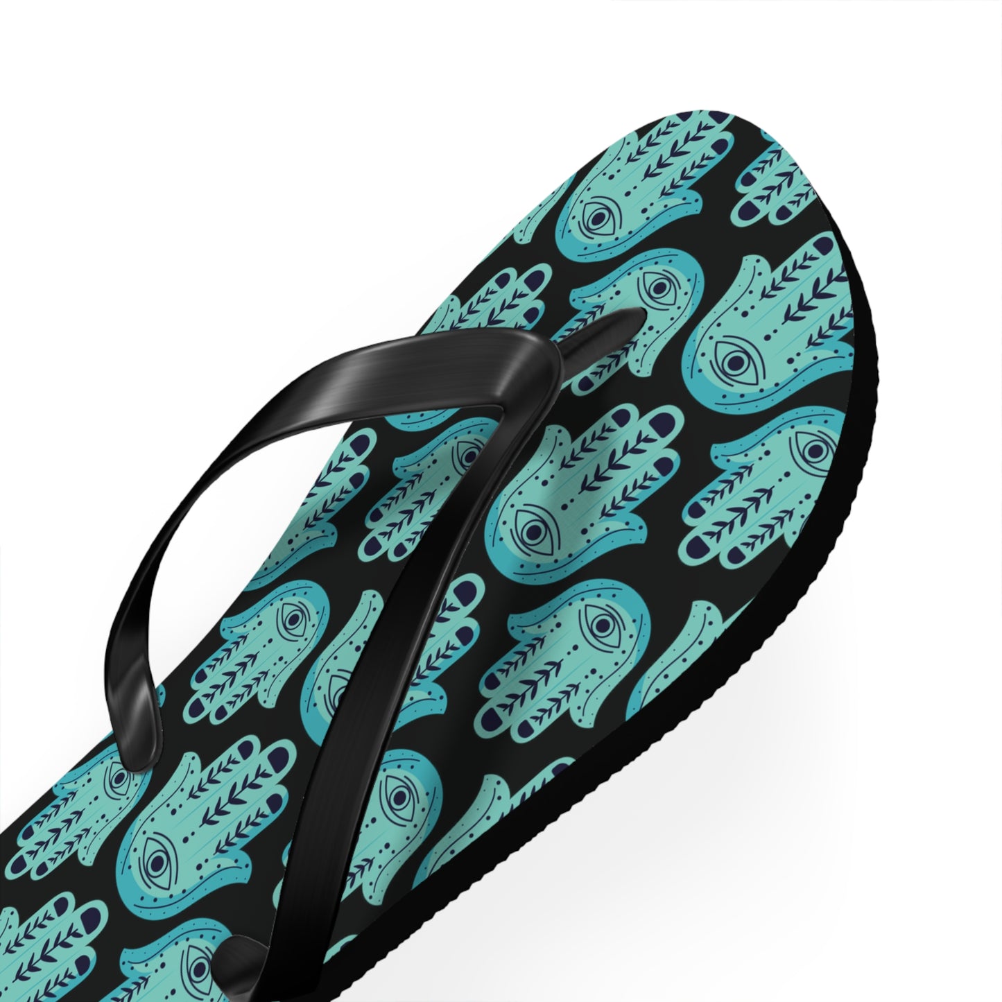 Hannah Bright Turquoise Hamsa Pattern Flip Flops