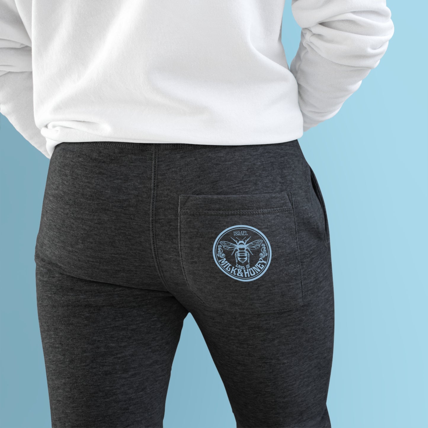 Israel Blue Milk & Honey Badge Unisex Fleece Joggers