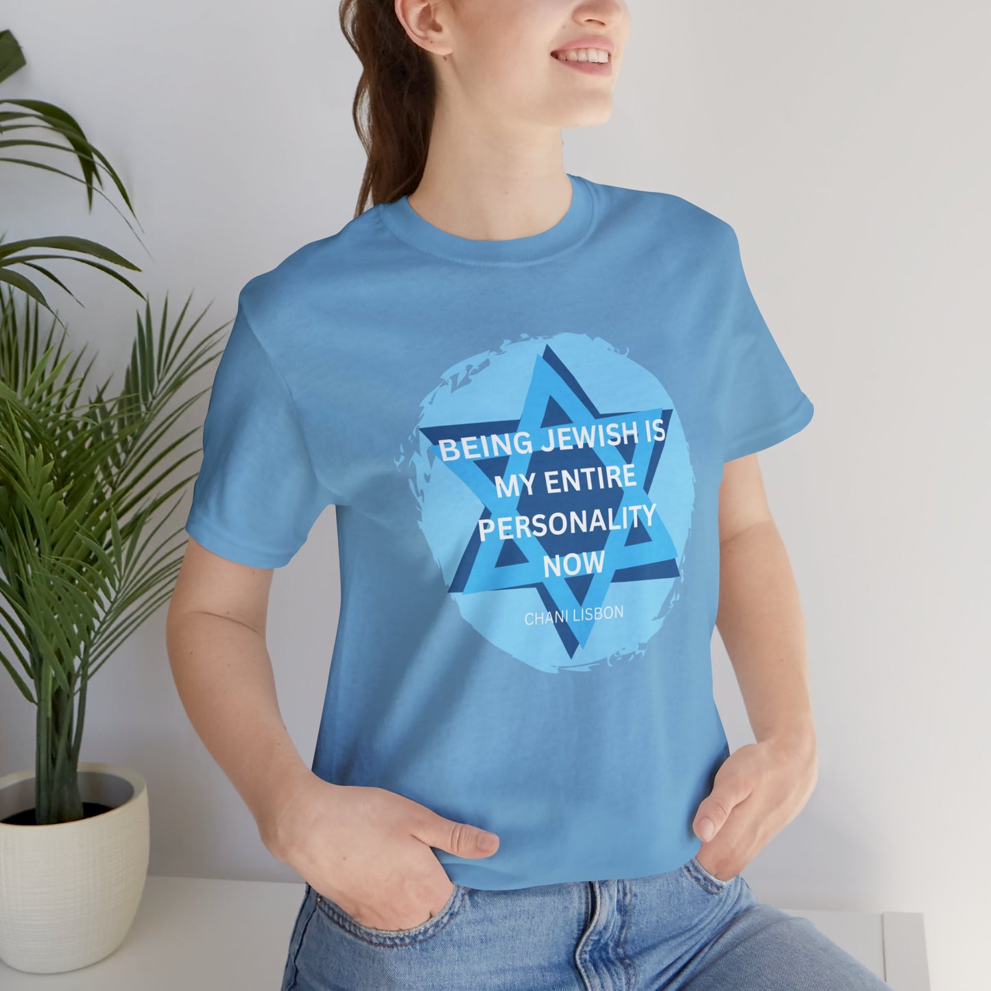 Chani Libson Jewish Personality Quote Design G Blue Unisex Jersey Short Sleeve Tee