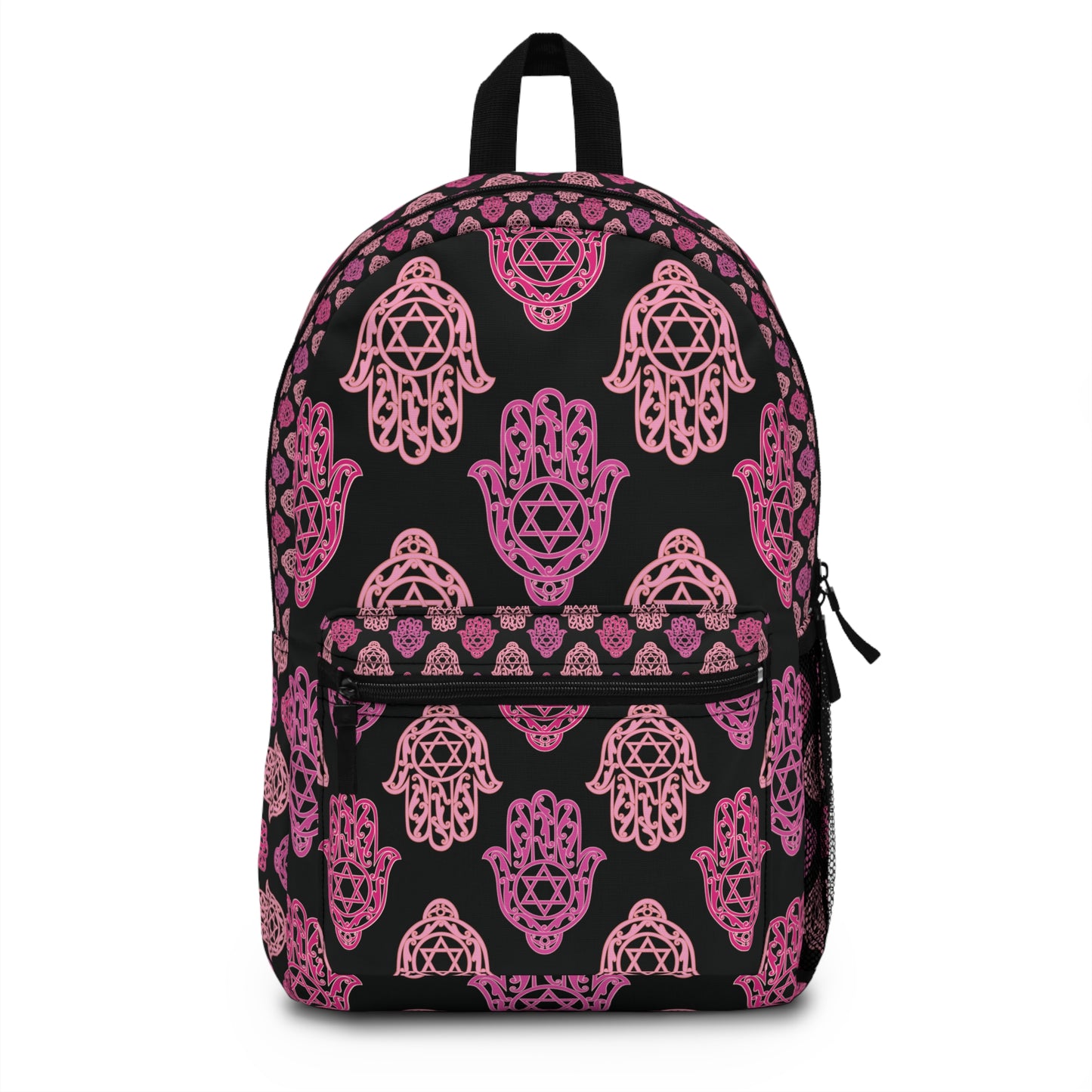 Hadar Pinks Hamsa Pattern on Black Backpack