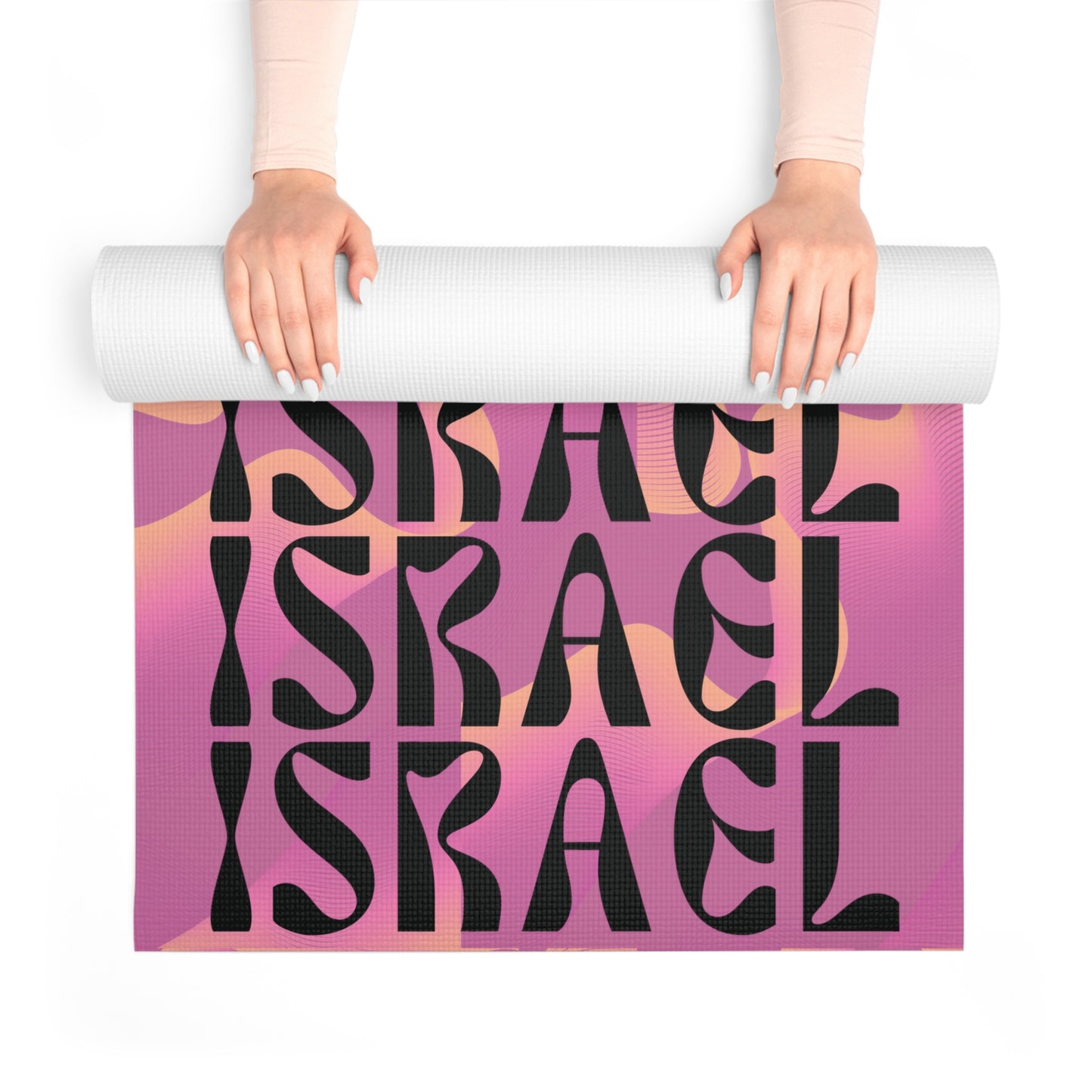 Flow & Squiggle Israel Pink & Coral on Pink Foam Yoga Mat