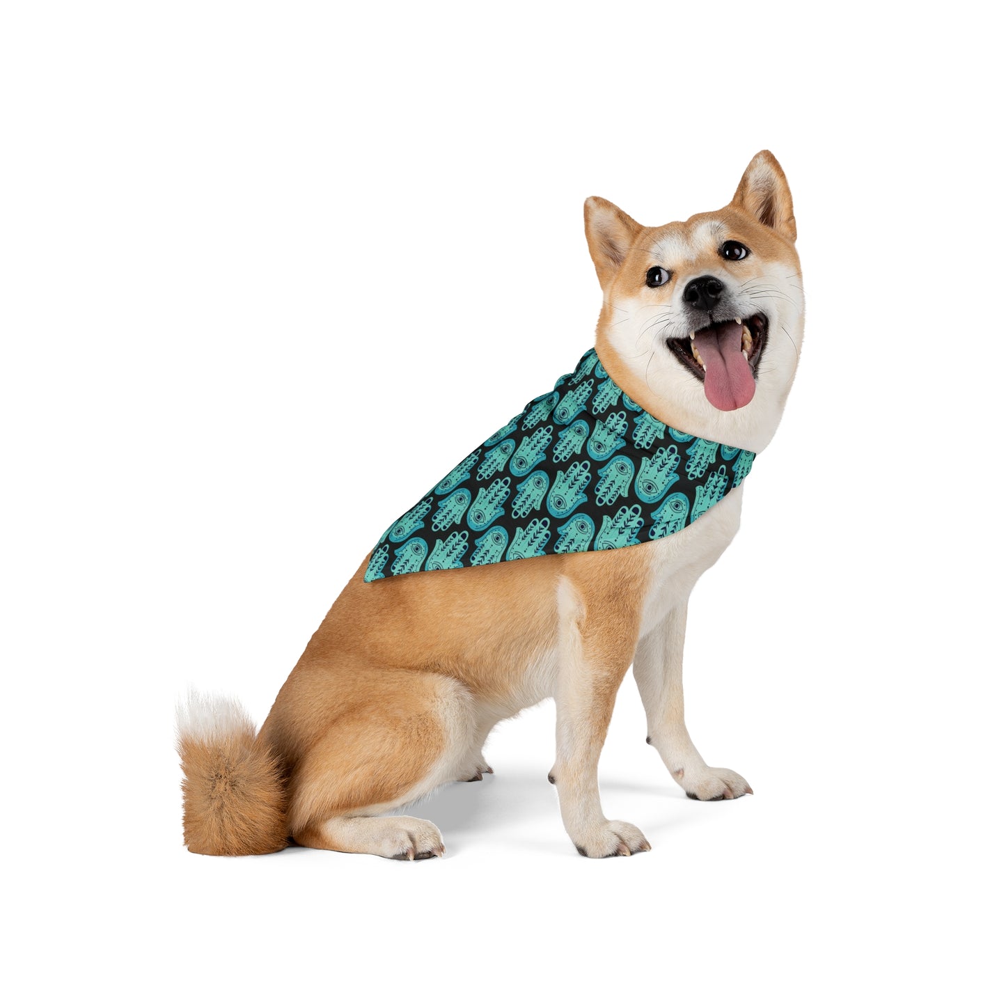 Hannah Bright Turquoise Hamsa Pattern Pet Bandana