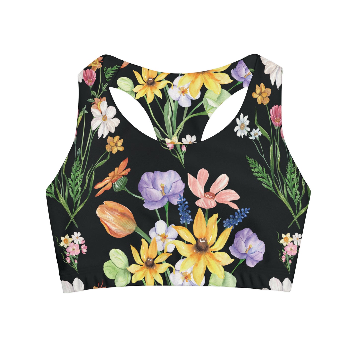 Yvonne Floral Pattern on Black Girls' Swimsuit Crop Top