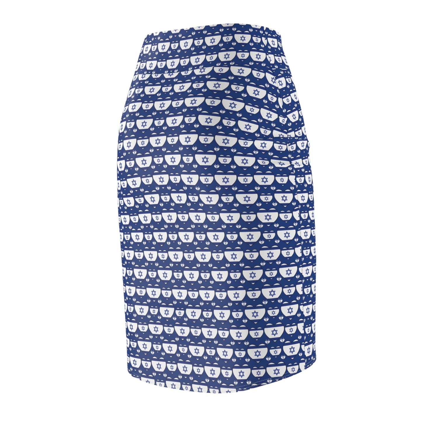 Israel Triple Heart Flag Pattern on Blue Women's Pencil Skirt