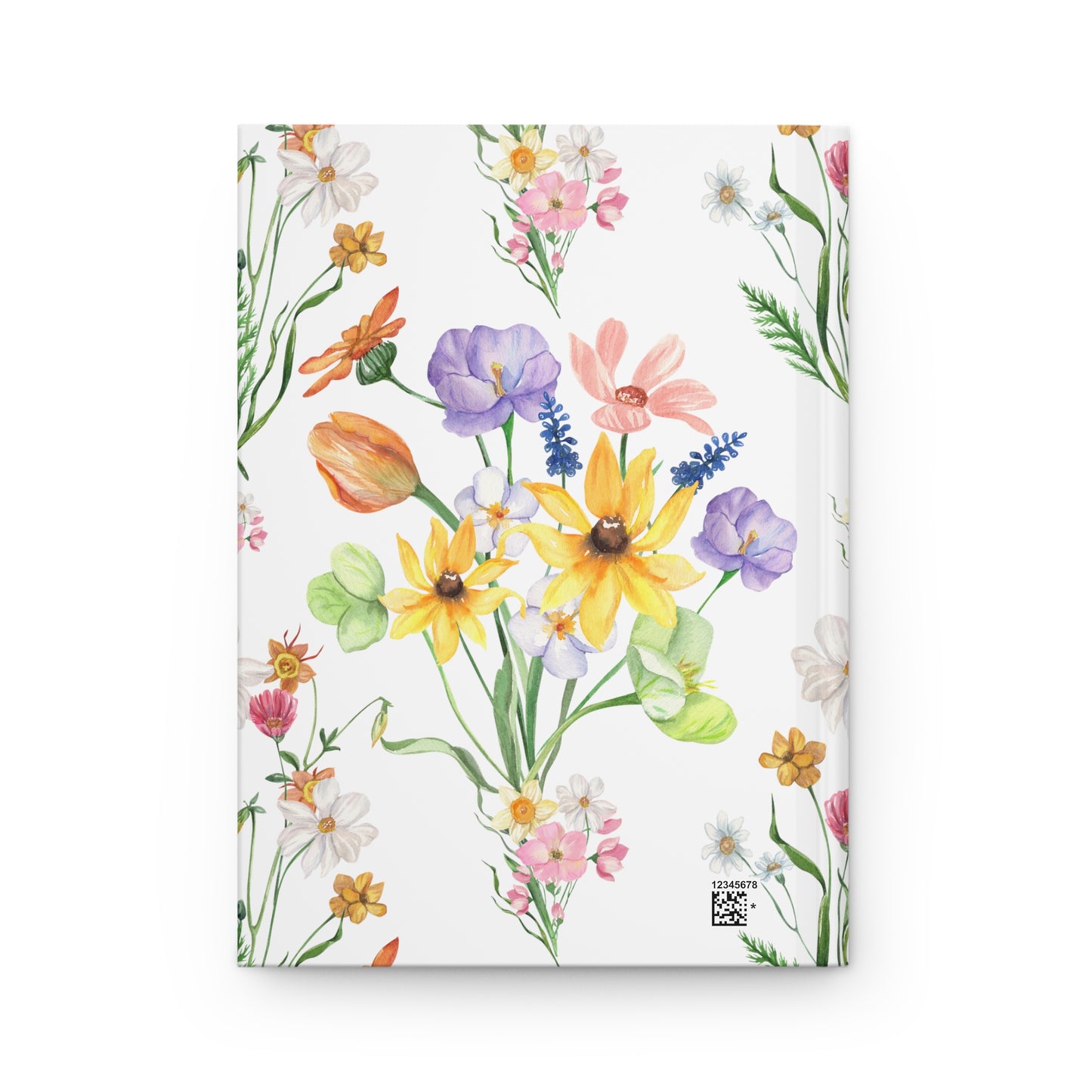 Yvonne Floral Pattern on White Hardcover Journal Matte