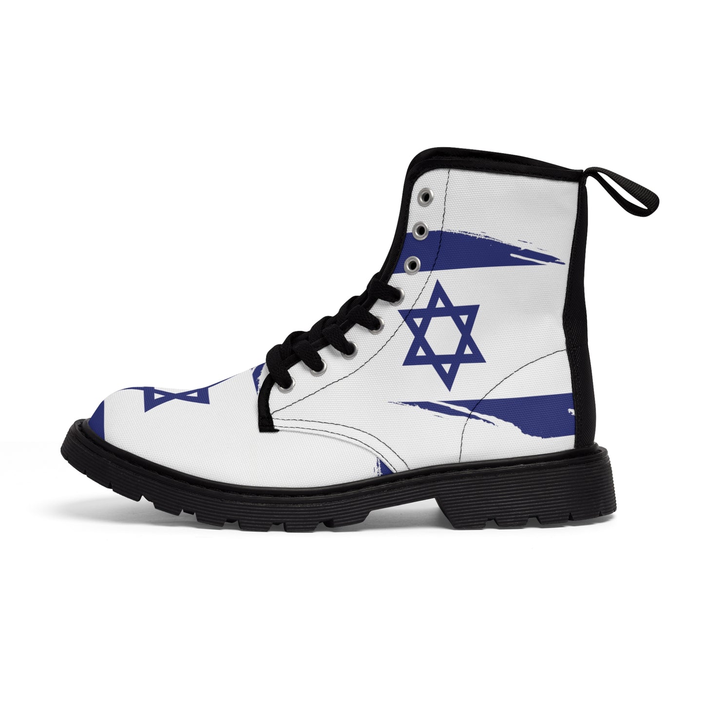 Ilay Larger Israel Flag Pattern on White Women's Canvas Boots