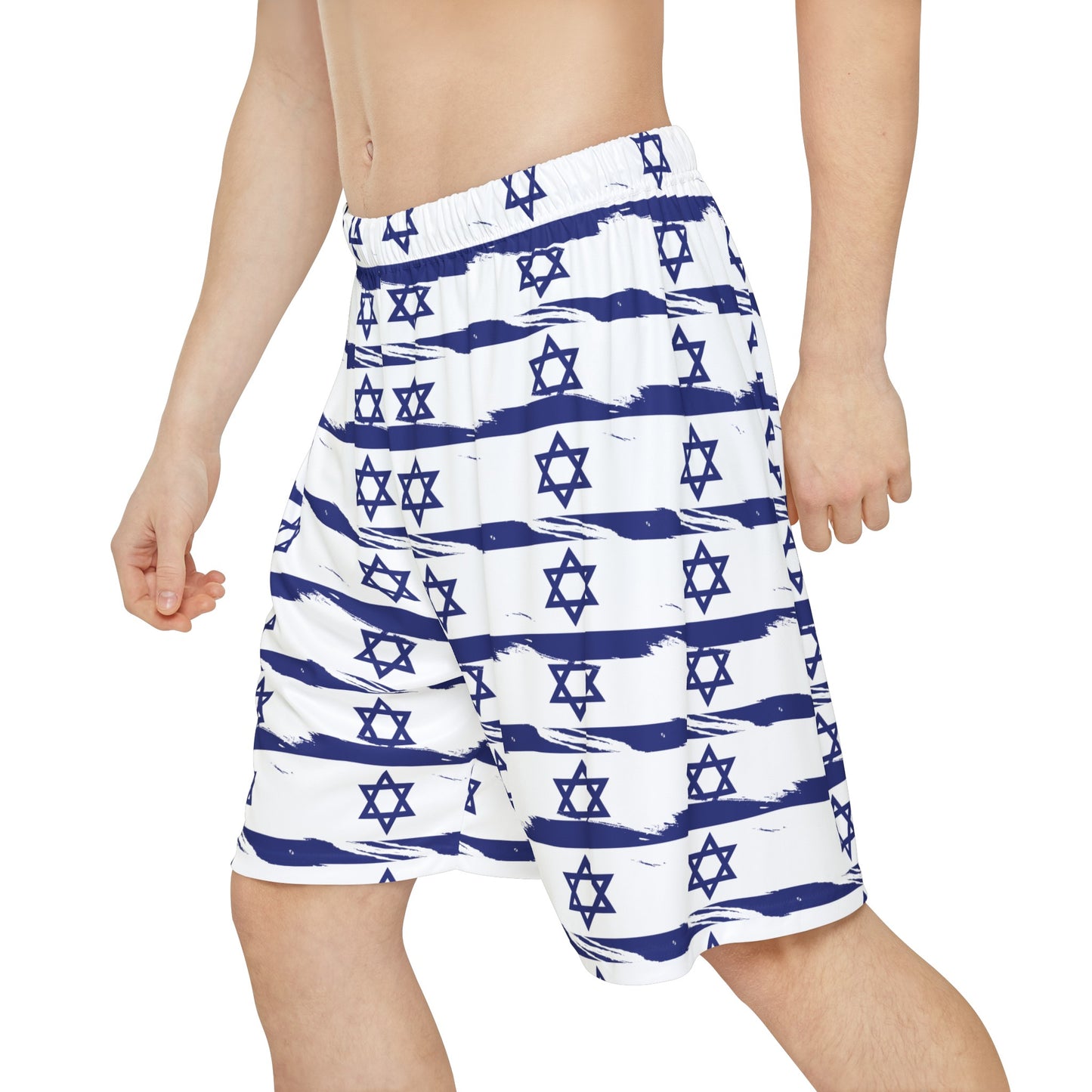 Israel Flag on Flag Lines Pattern Men’s Sports Shorts