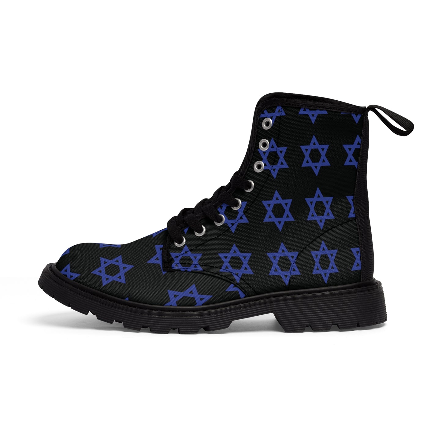 Classic Jewish Stars on Black Women's Canvas Boots