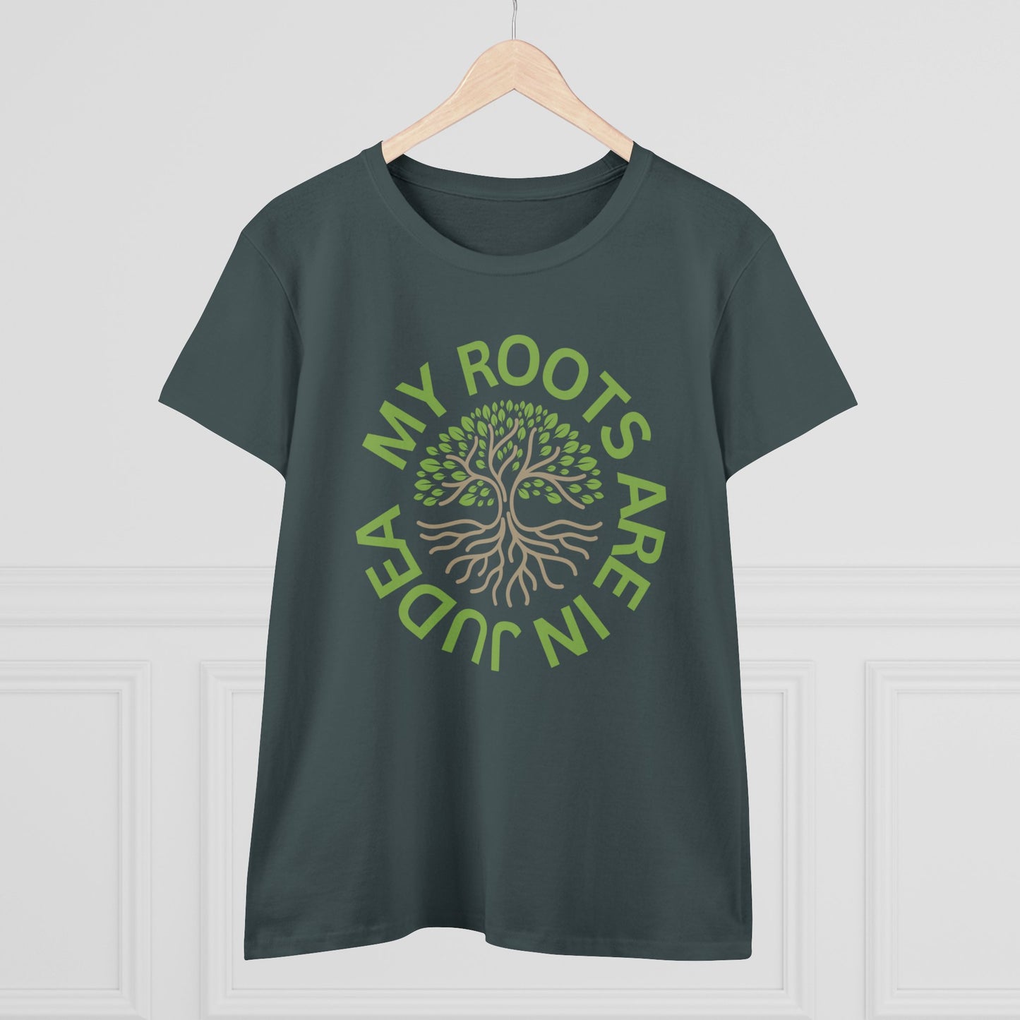 My Roots Are In Judea Green Circle Women's Midweight Cotton Tee