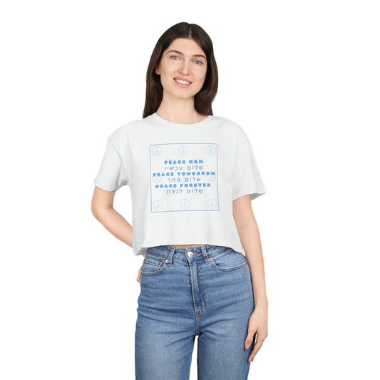 Blue Peace Square Women's Crop Tee