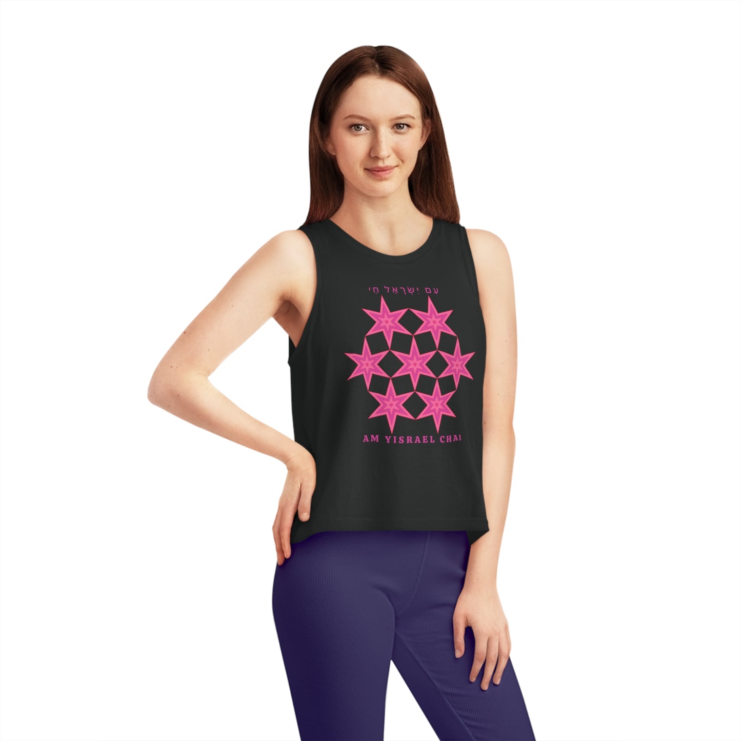 Am Yisrael Chai Hot Hot Pink Women's Dancer Cropped Tank Top