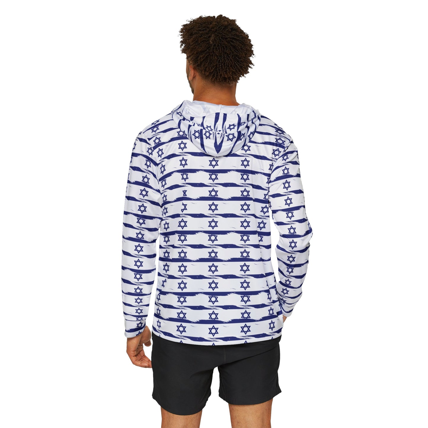 Israel Flag on Flag Lines Pattern Men's Sports Warmup Hoodie