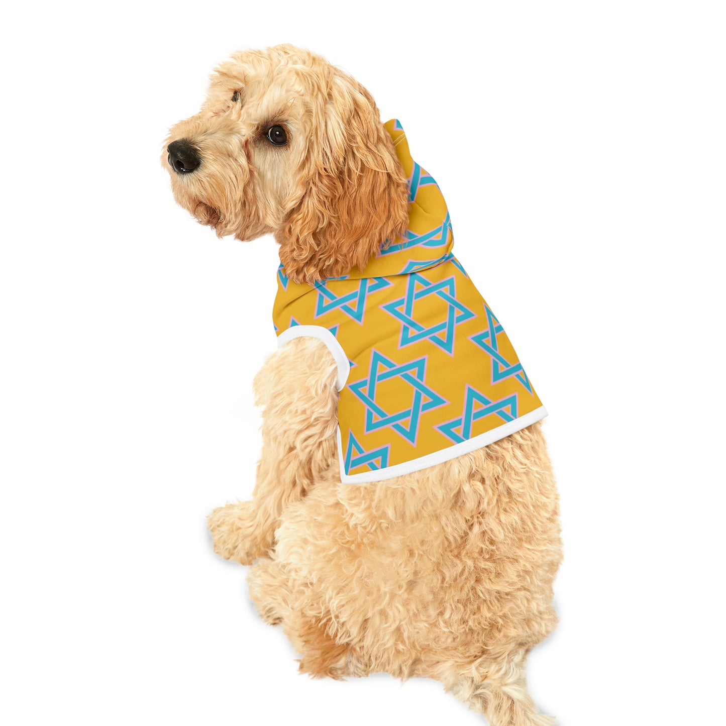 Akiva Blue & Pink Megan David Pattern on Yellow Pet Hoodie