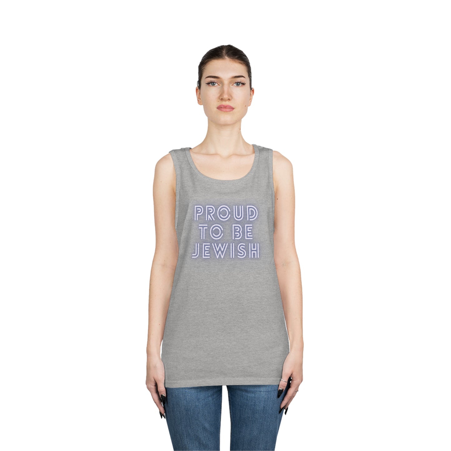 Proud To Be Jewish Blue & White Bubbles Unisex Heavy Cotton Tank Top