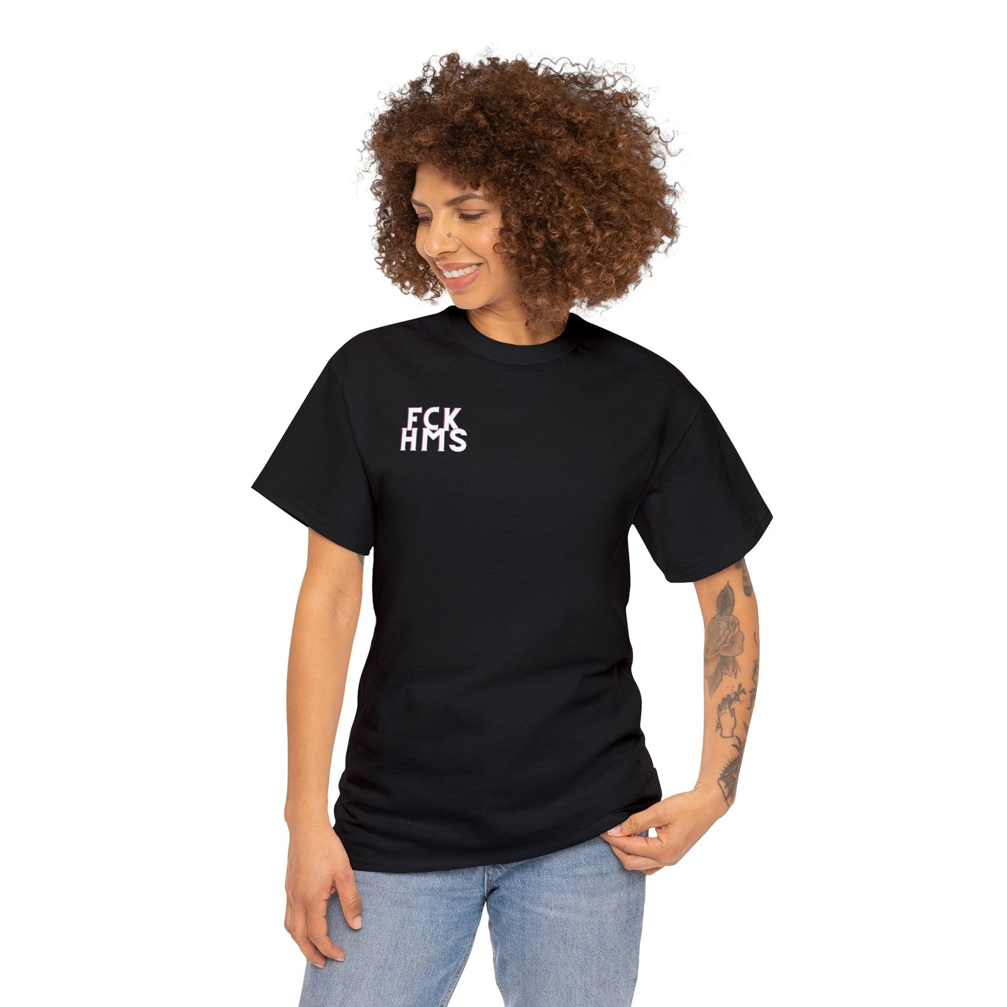 FCK HMS White & Pink Unisex Heavy Cotton Tee