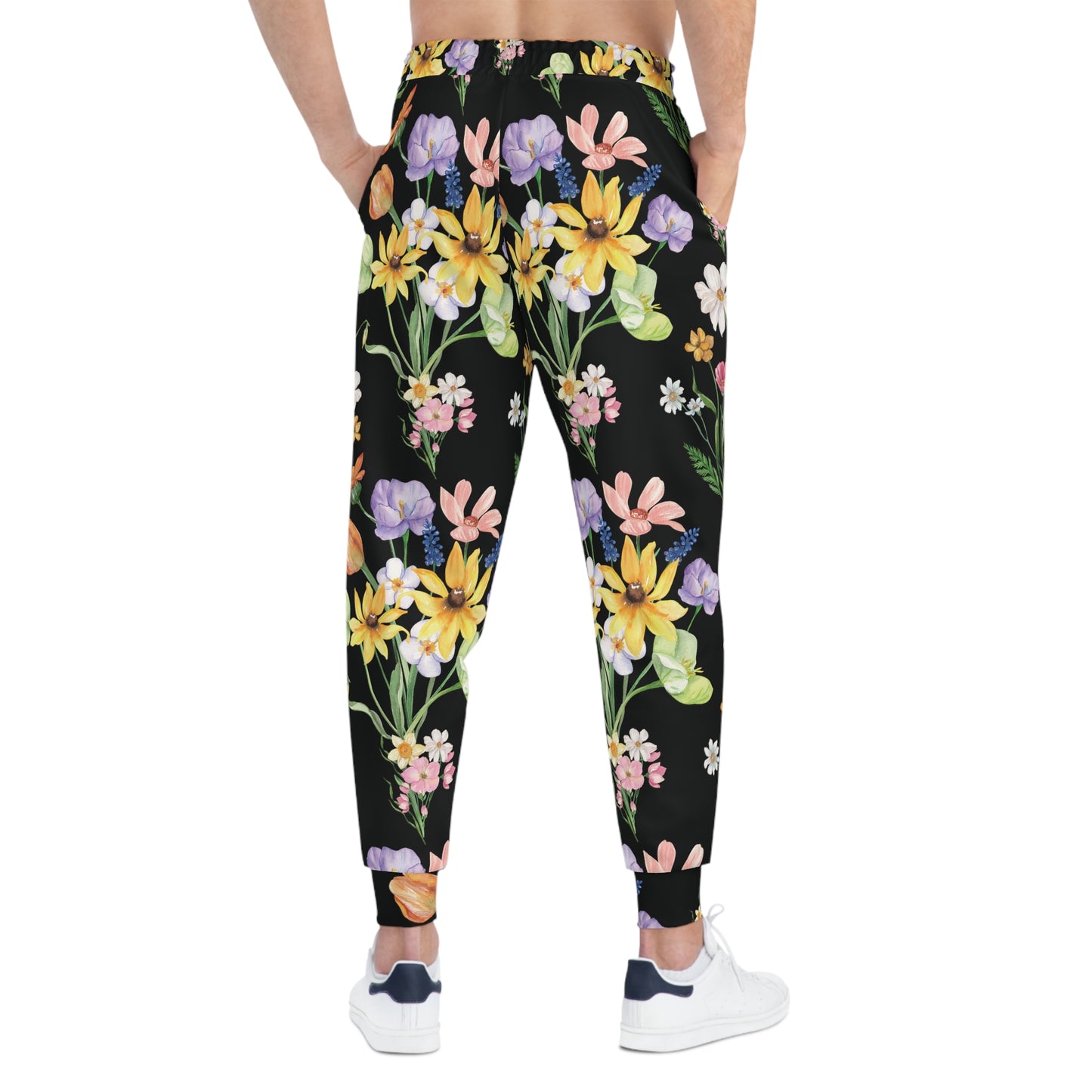 Yvonne Floral Pattern on Black Athletic Joggers