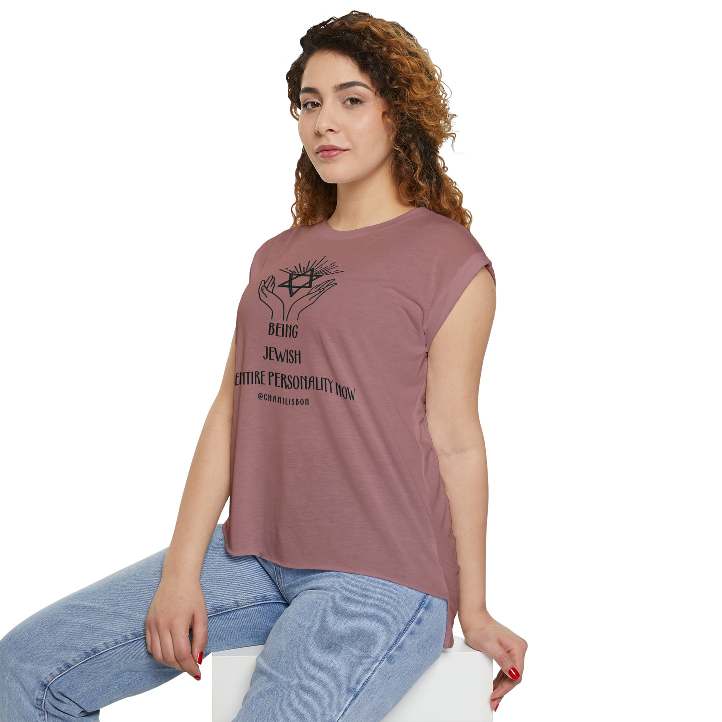 Chani Libson Jewish Personality Quote Design A Women’s Flowy Rolled Cuffs Muscle Tee