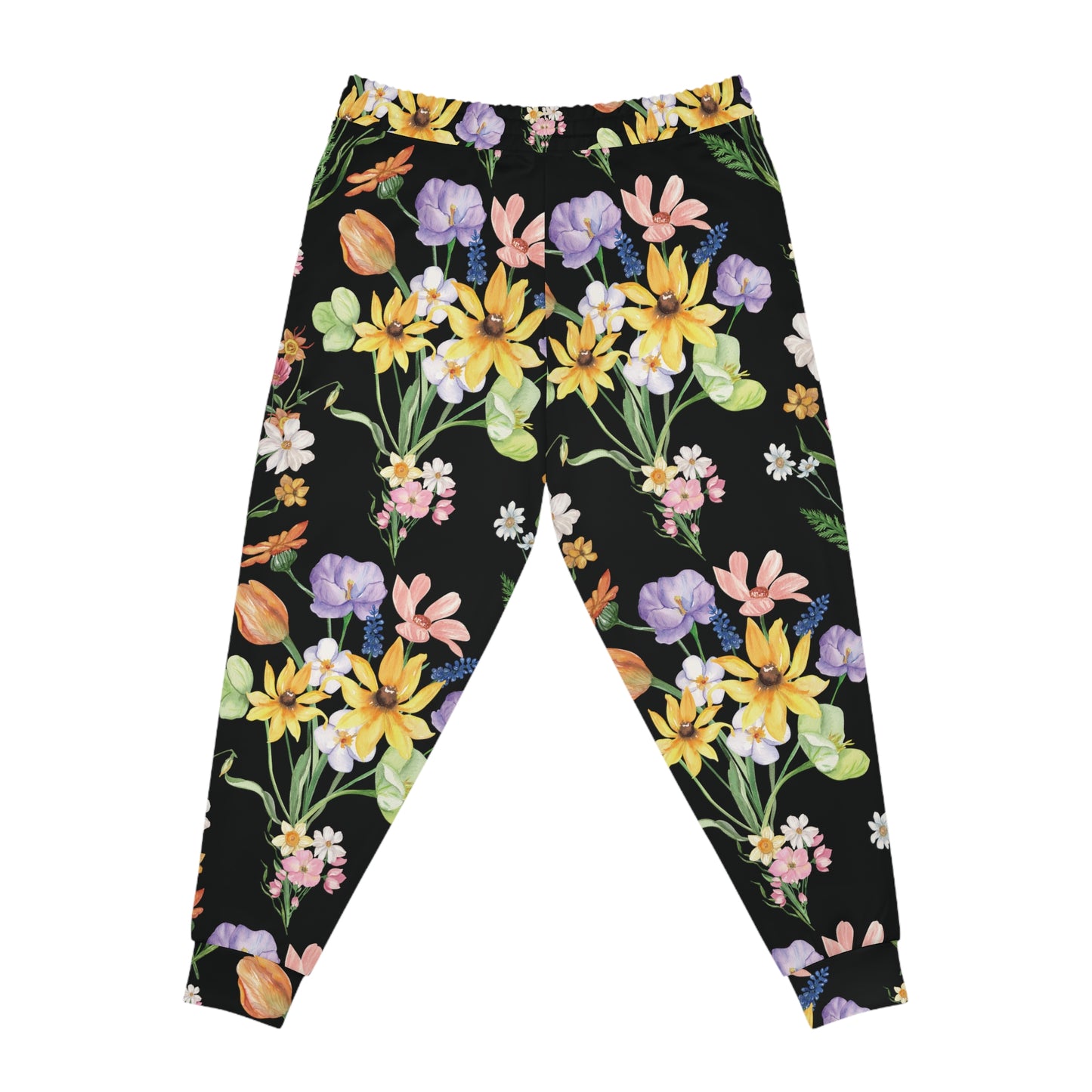 Yvonne Floral Pattern on Black Athletic Joggers