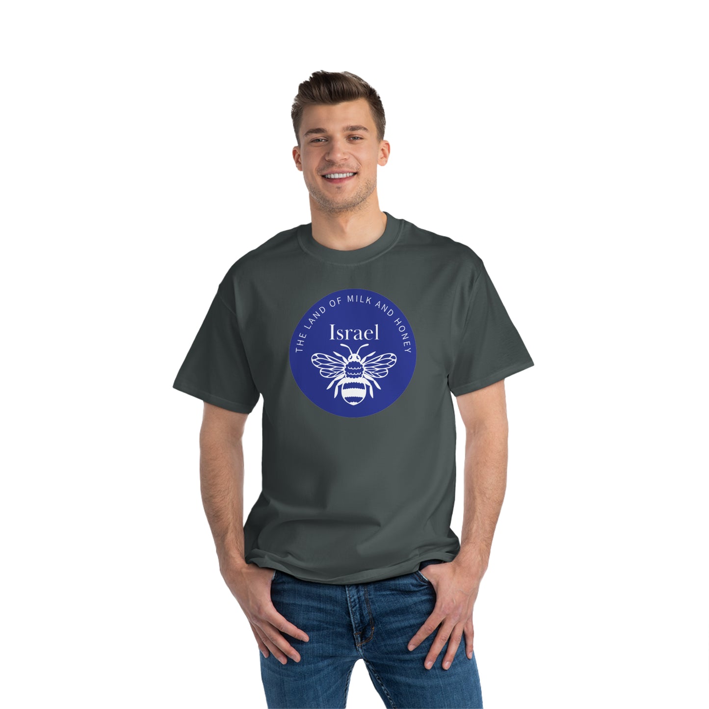 Land of Milk And Honey Solid Israel Blue Badge Beefy-T® Short-Sleeve T-Shirt