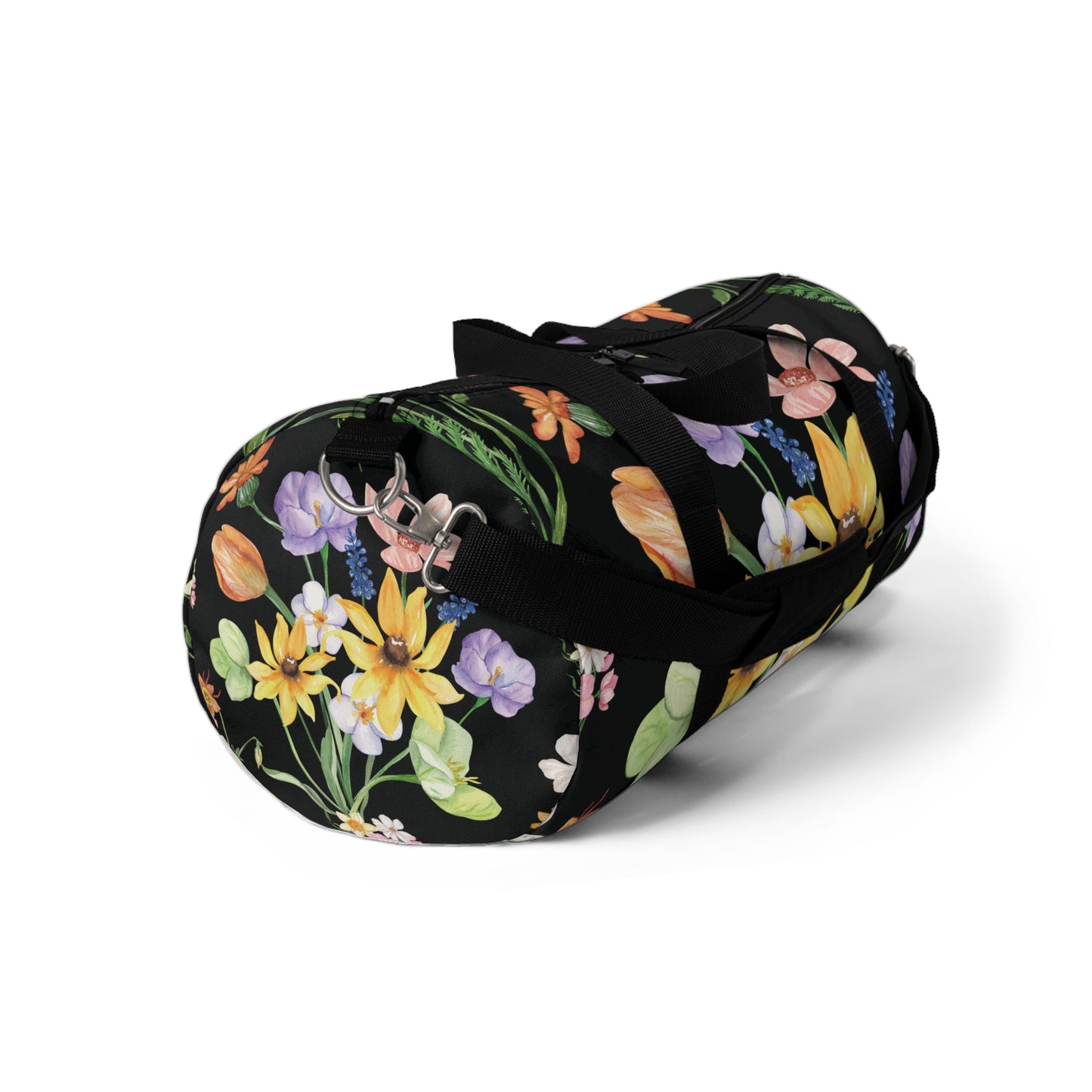 Yvonne Floral Pattern on Black Duffel Bag