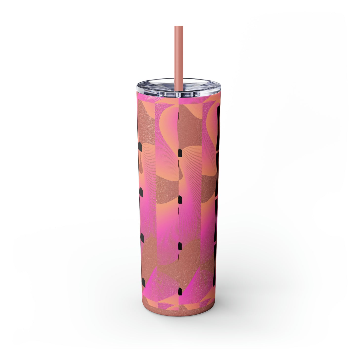 Flow & Squiggle Israel Pink & Coral Skinny Tumbler with Straw, 20oz