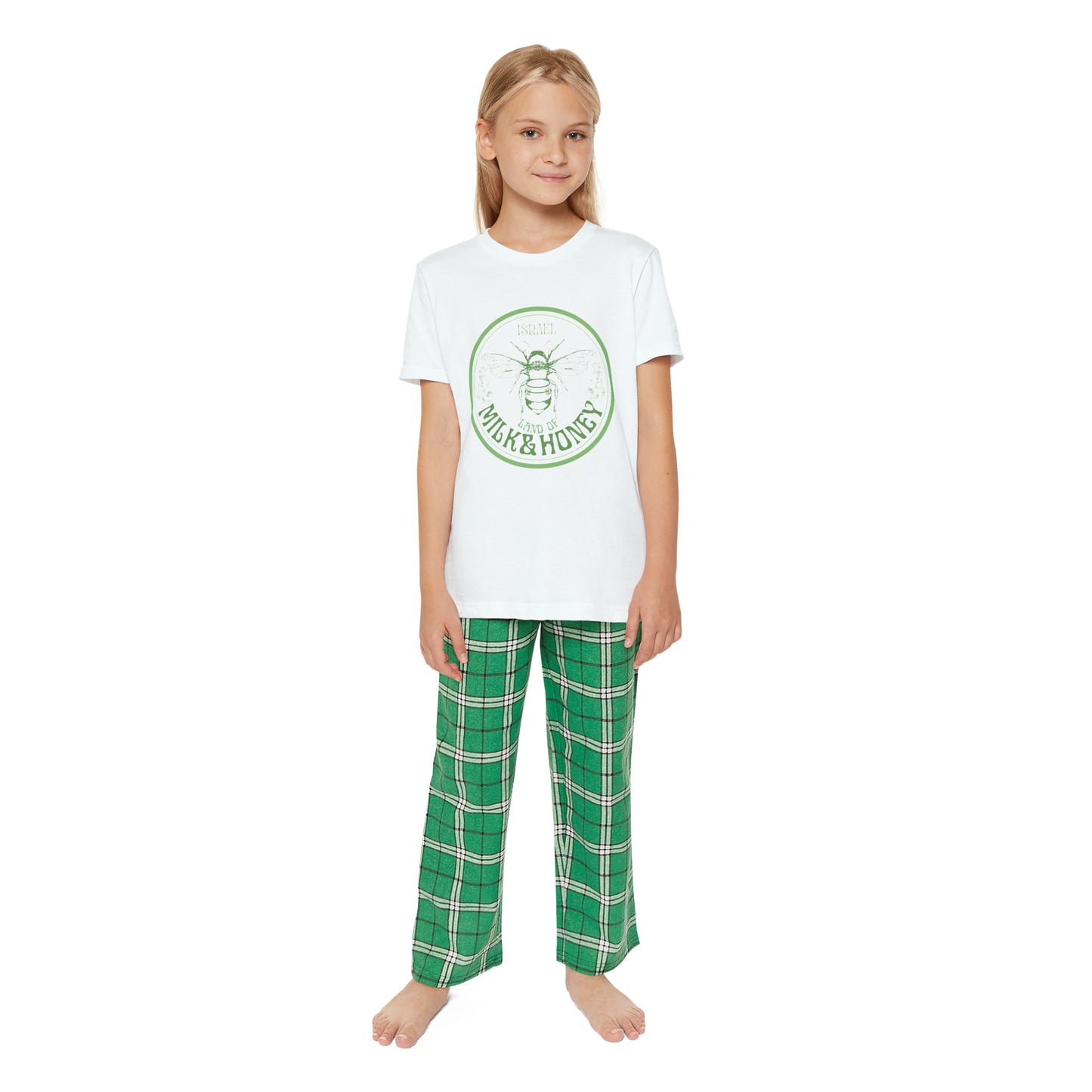 Israel Green Milk & Honey Badge Youth Short Sleeve Outfit Set