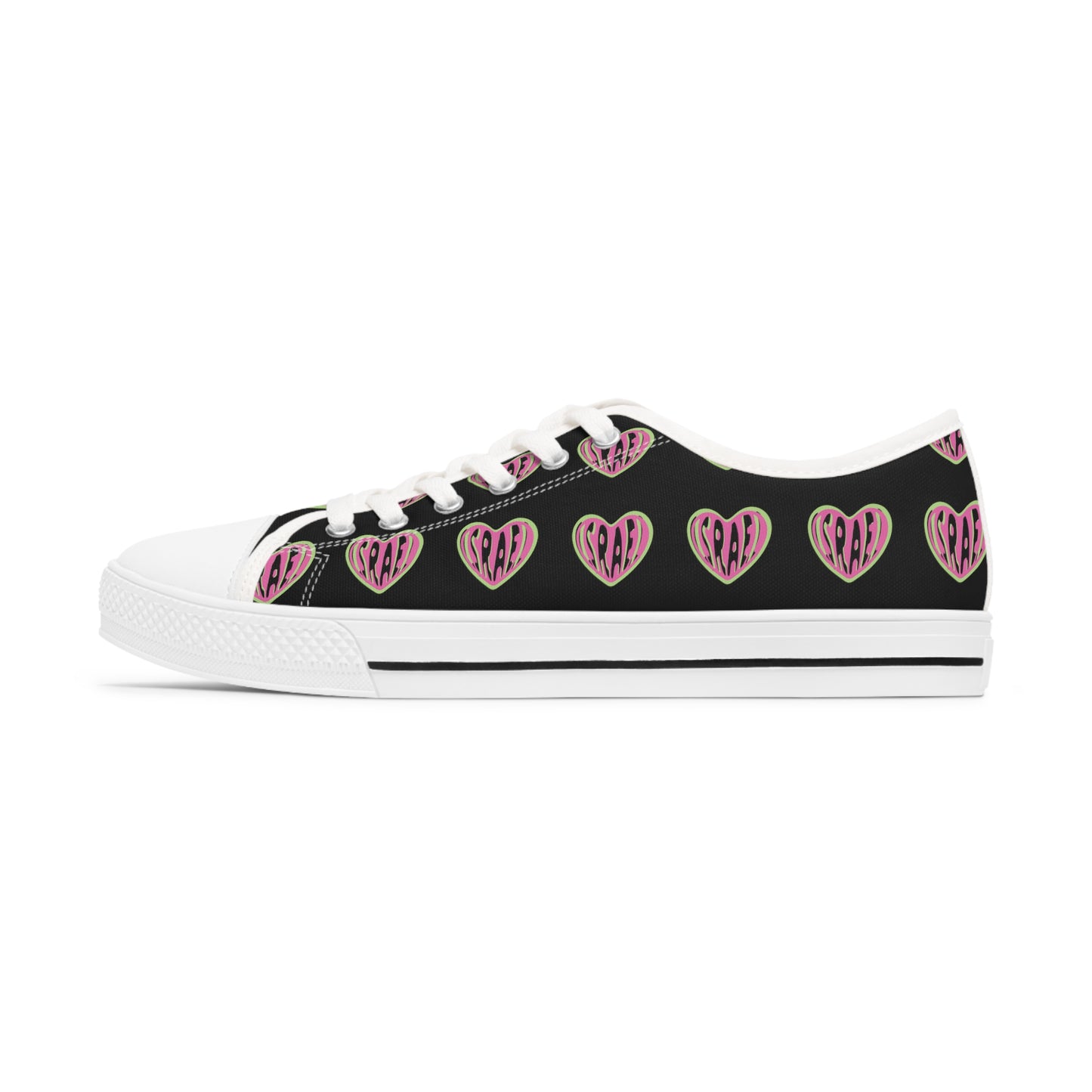 Ilana Pink & Green Israel Heart Black or White Women's Low Top Sneakers