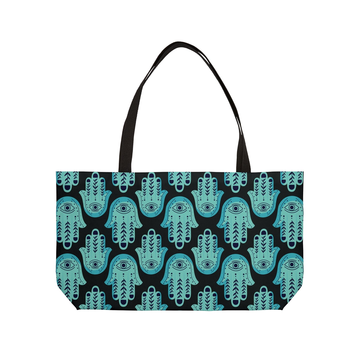 Hannah Bright Turquoise Hamsa Pattern Weekender Tote Bag