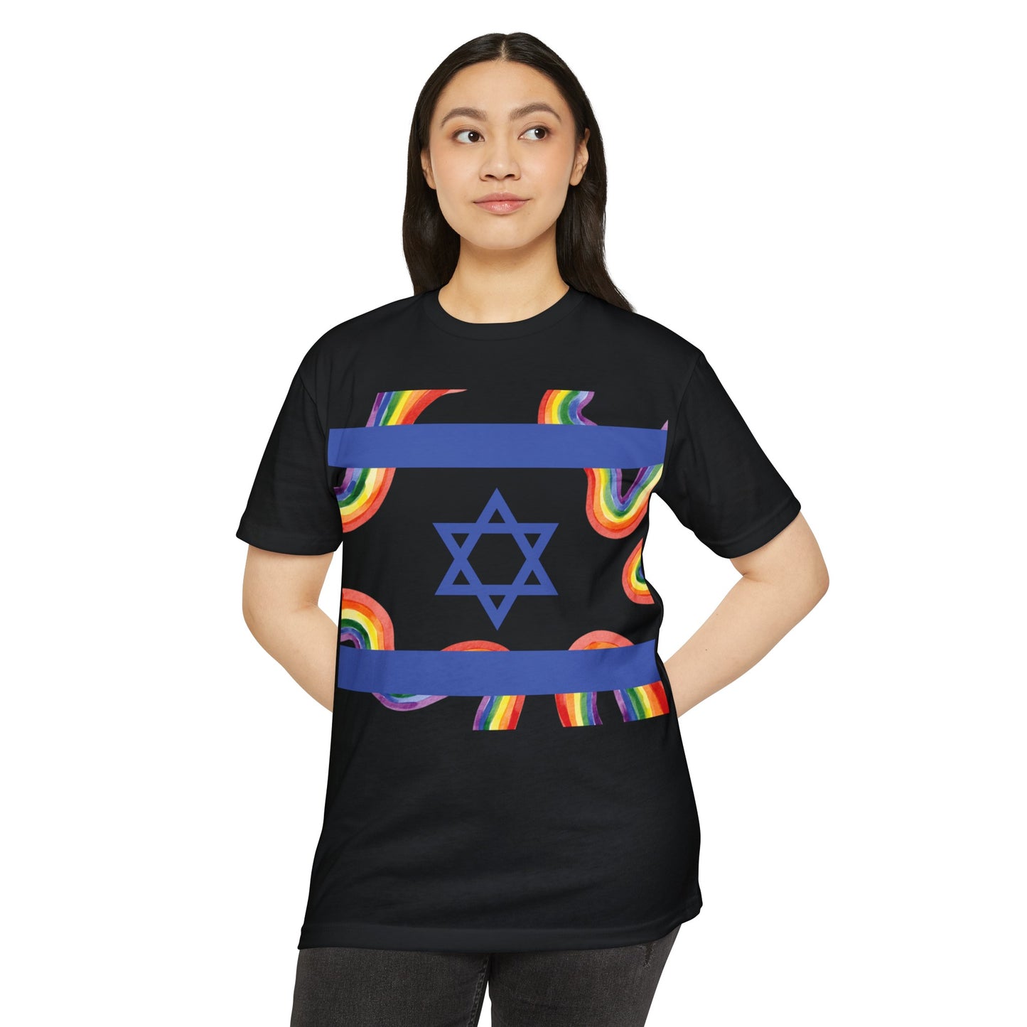 Rainbow Pride Squiggle Israel Flag CVC Jersey T-shirt