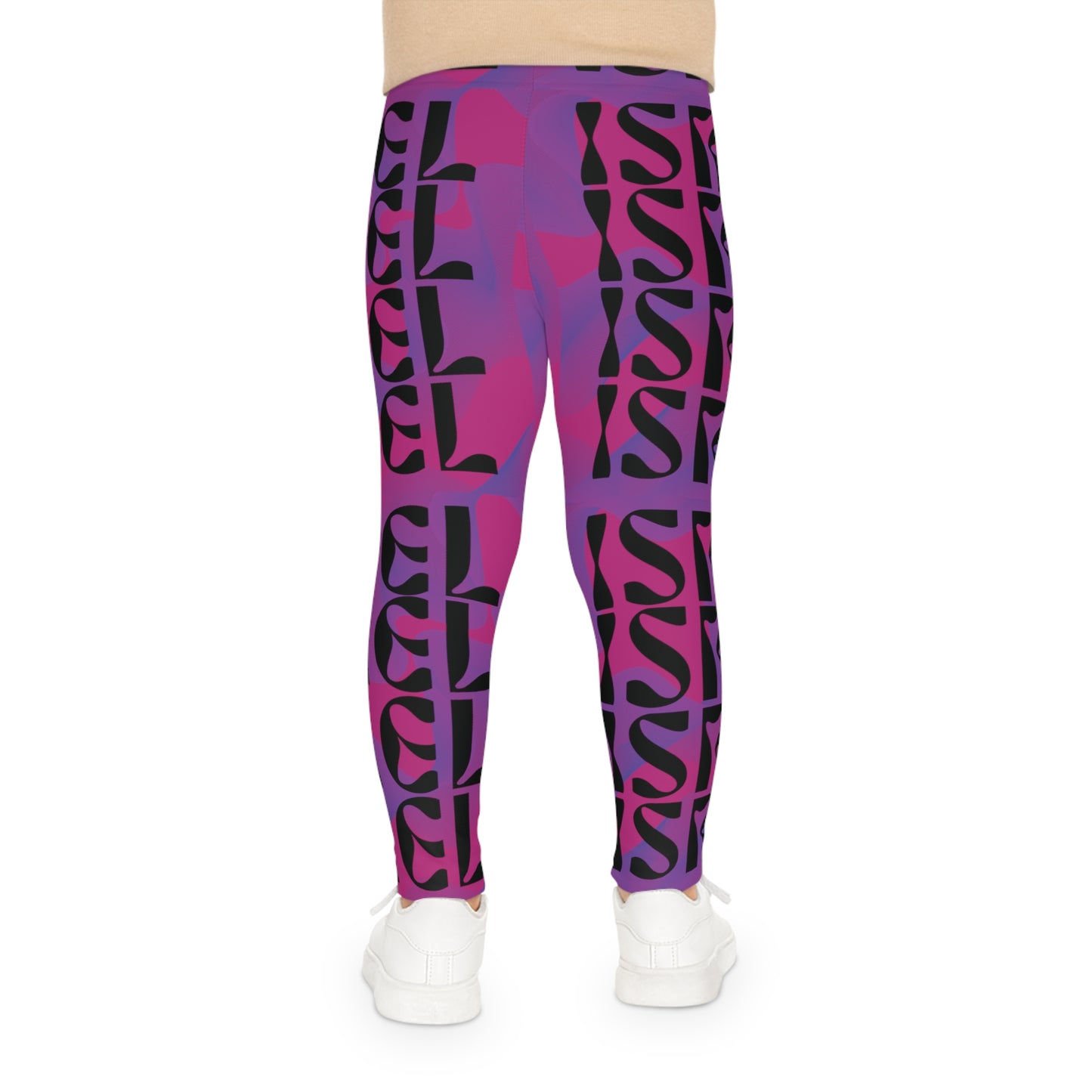 Flow & Squiggle Israel Purple on Hot Pink Kids Leggings