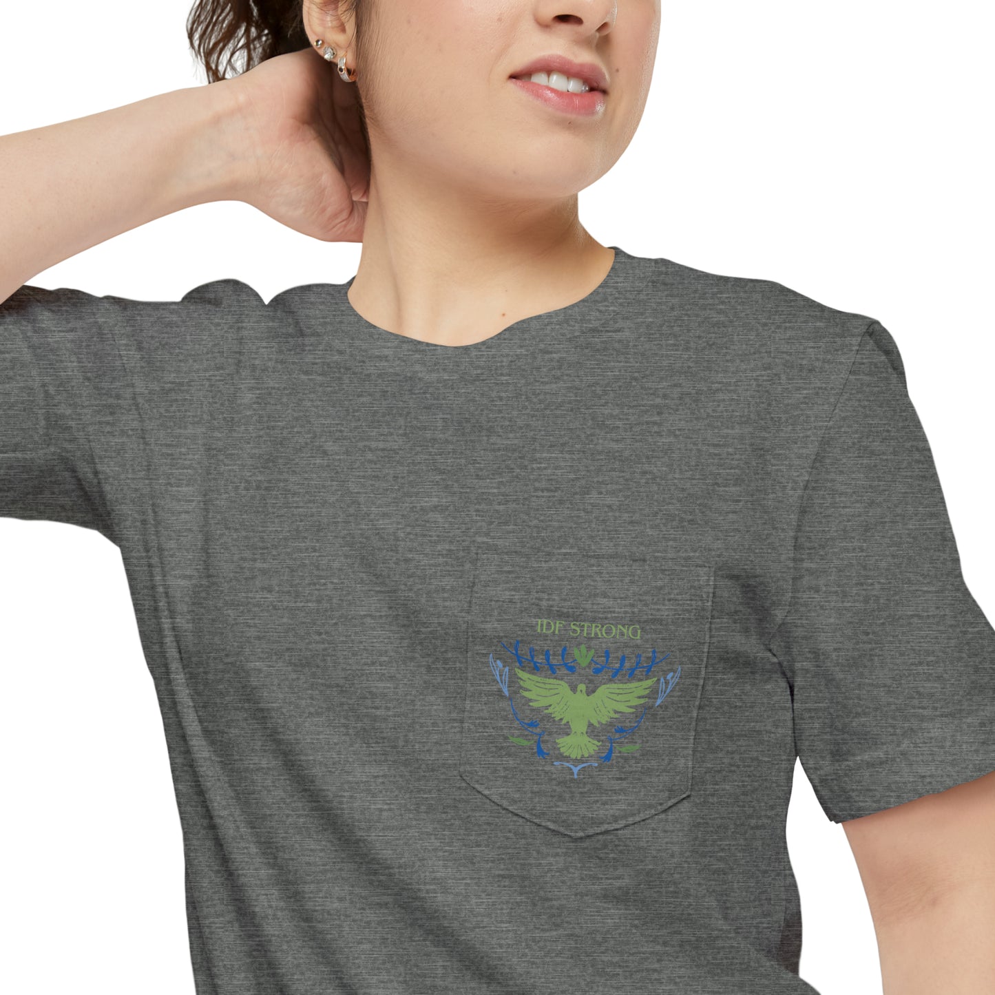 IDF Strong Army Green Unisex Pocket T-shirt