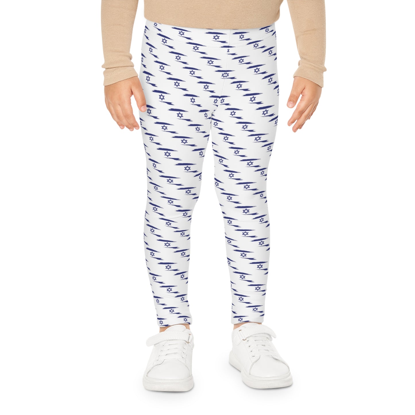 Ilay Israel Flag Pattern on White Kids Leggings