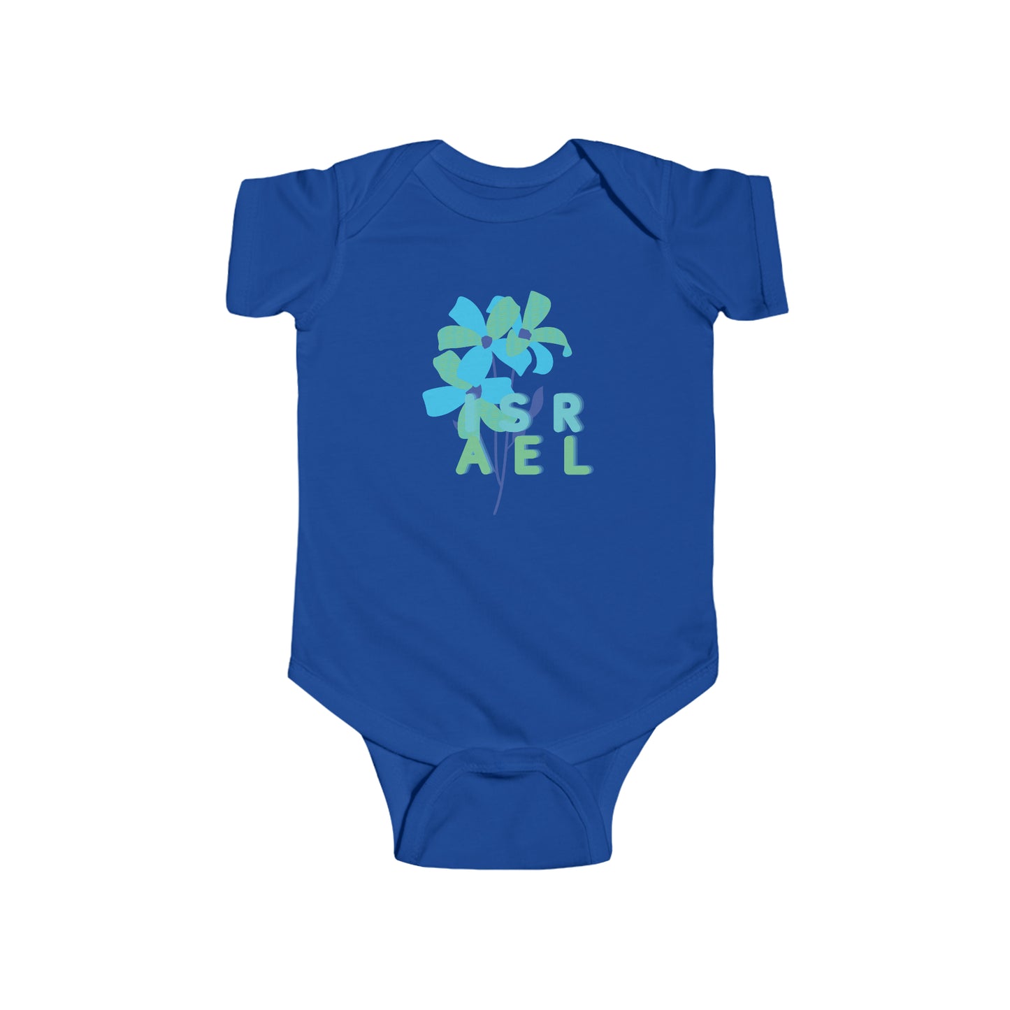 Blue Israel Flower Infant Fine Jersey Bodysuit