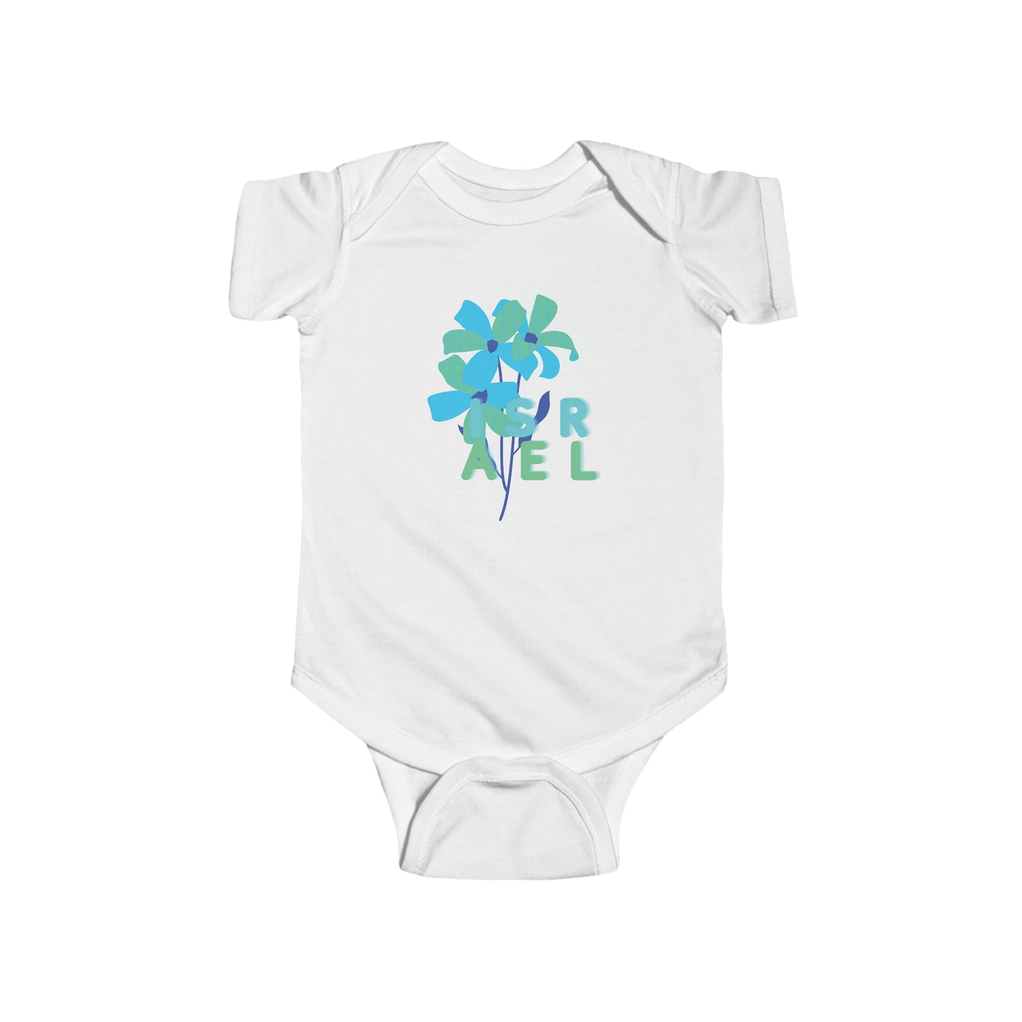 Blue Israel Flower Infant Fine Jersey Bodysuit