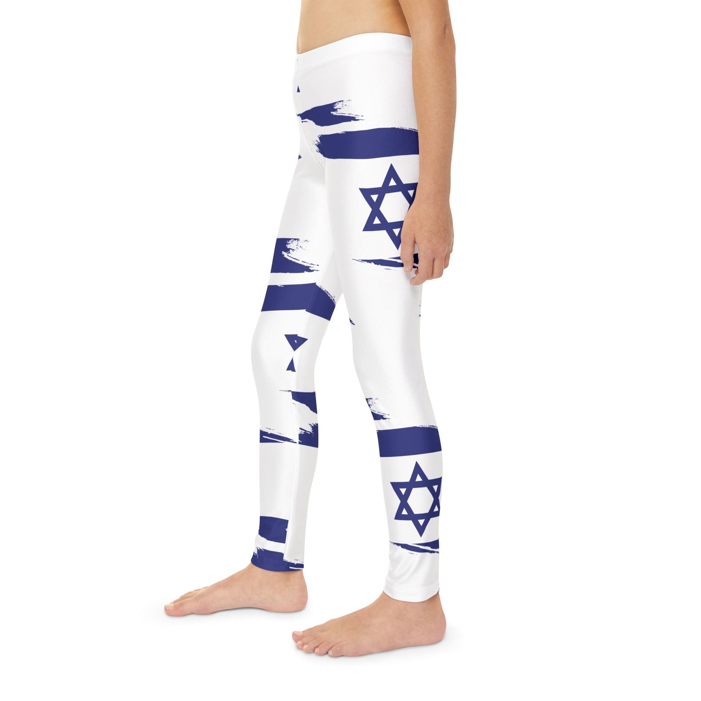 Ilay Larger Israel Flag Pattern on White Youth Full-Length Leggings