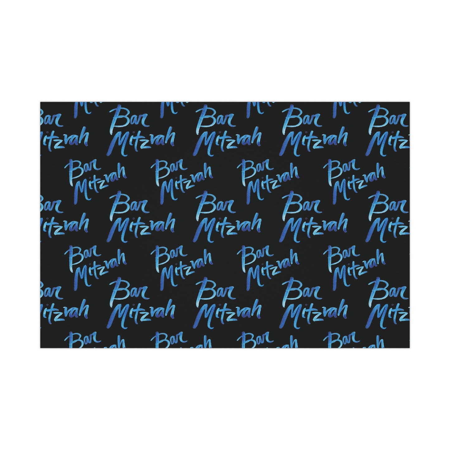 Ben Bright Blue Bar Mitzvah on Black Gift Wrap Papers