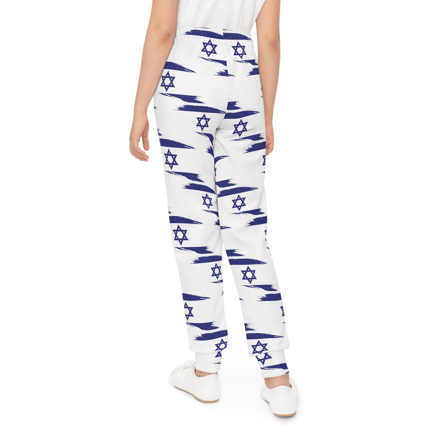 Ilay Larger Israel Flag Pattern on White Youth Joggers