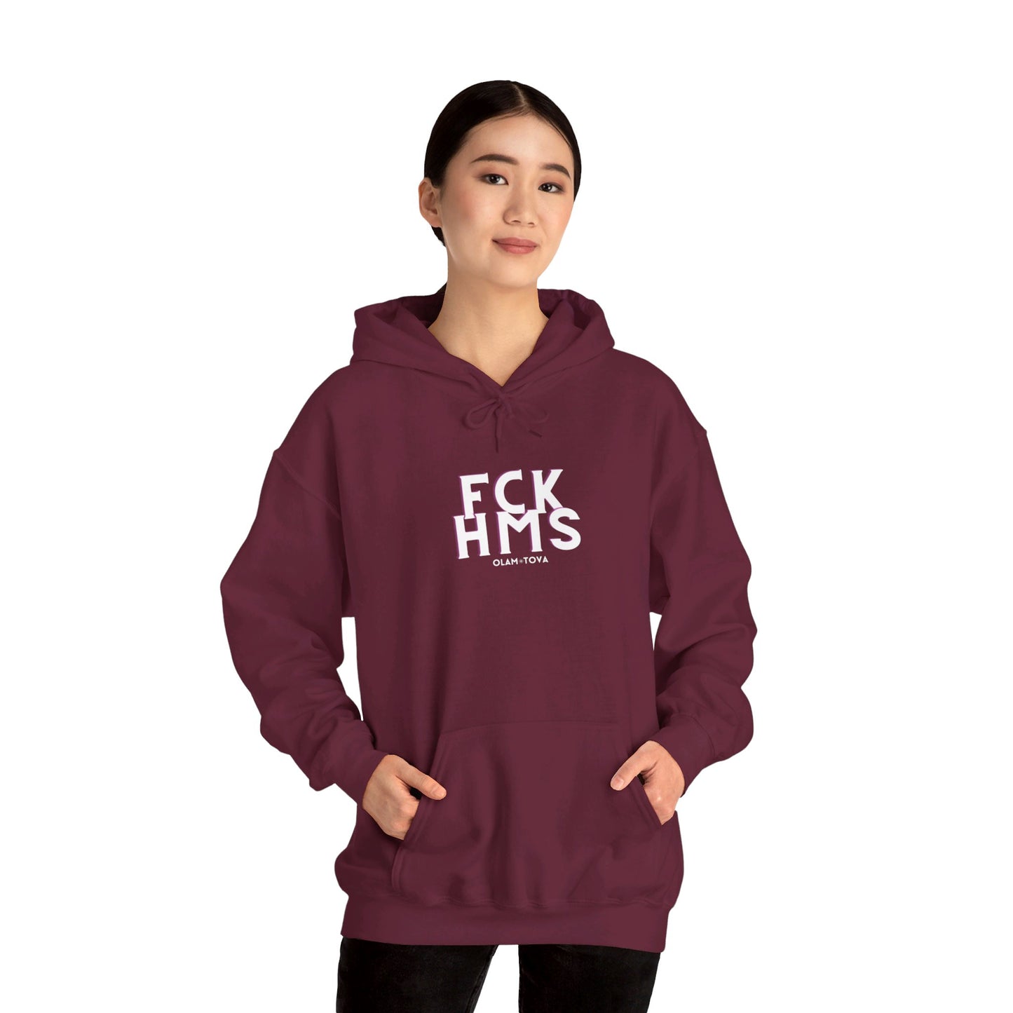 FCK HMS White & Pink Unisex Heavy Blend™ Hooded Sweatshirt