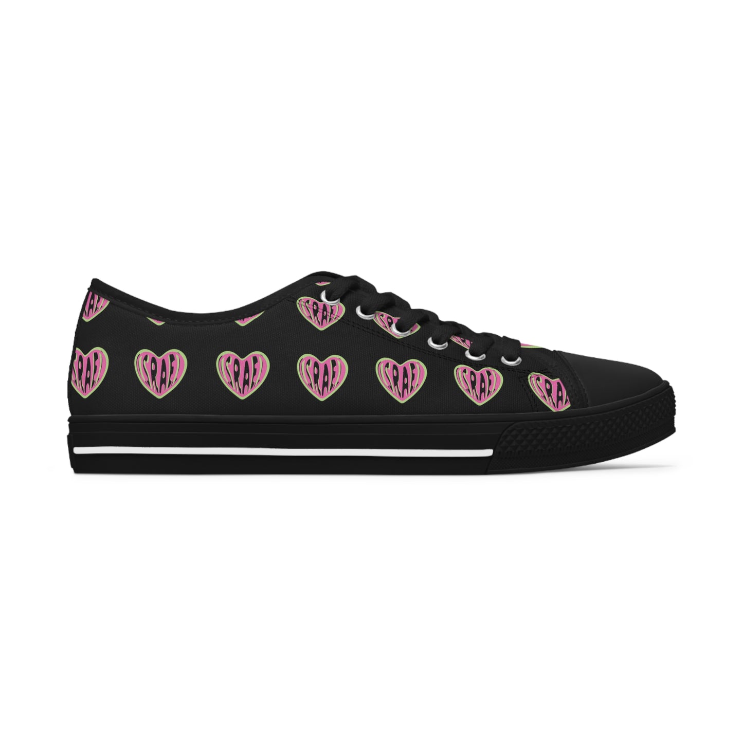 Ilana Pink & Green Israel Heart Black or White Women's Low Top Sneakers