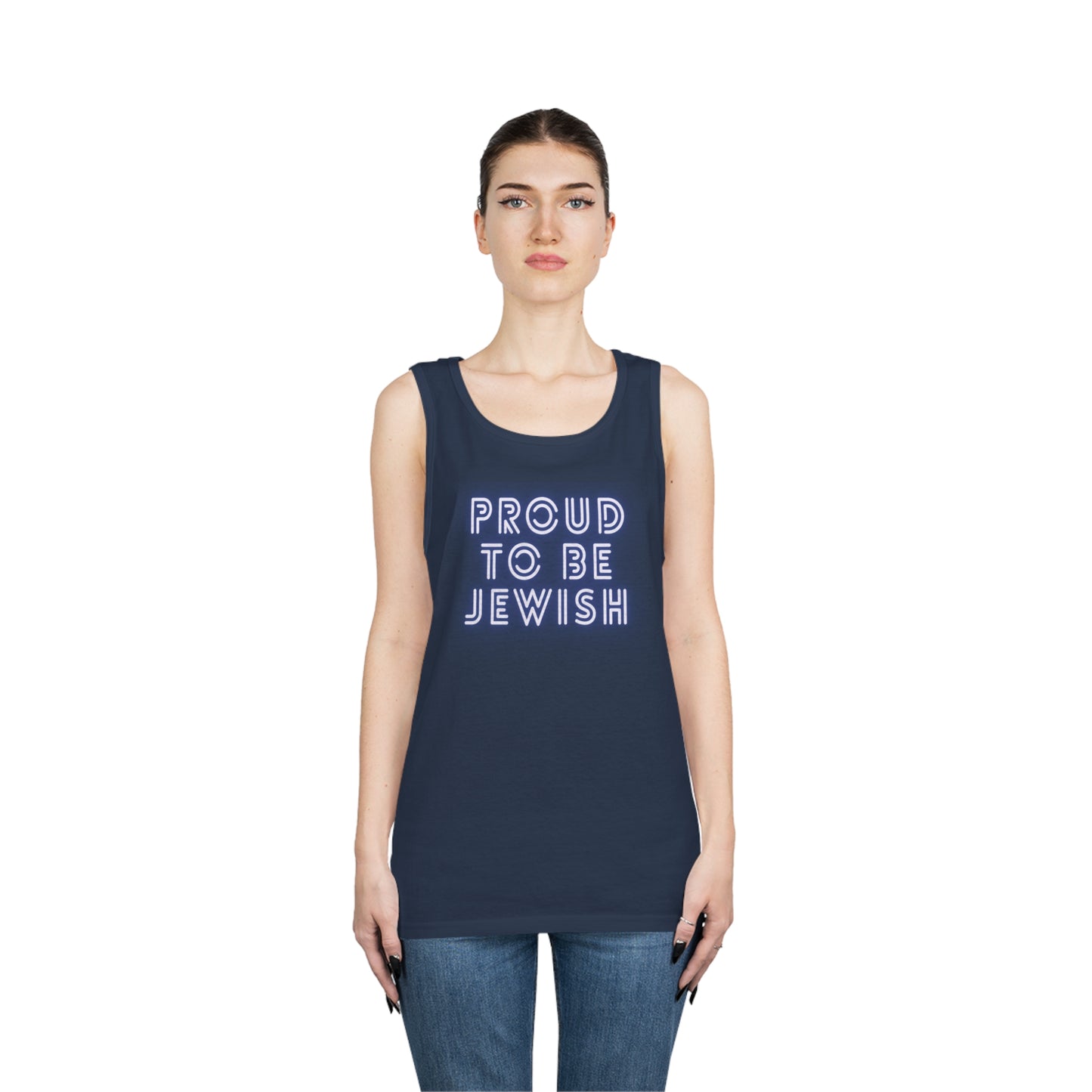 Proud To Be Jewish Blue & White Bubbles Unisex Heavy Cotton Tank Top