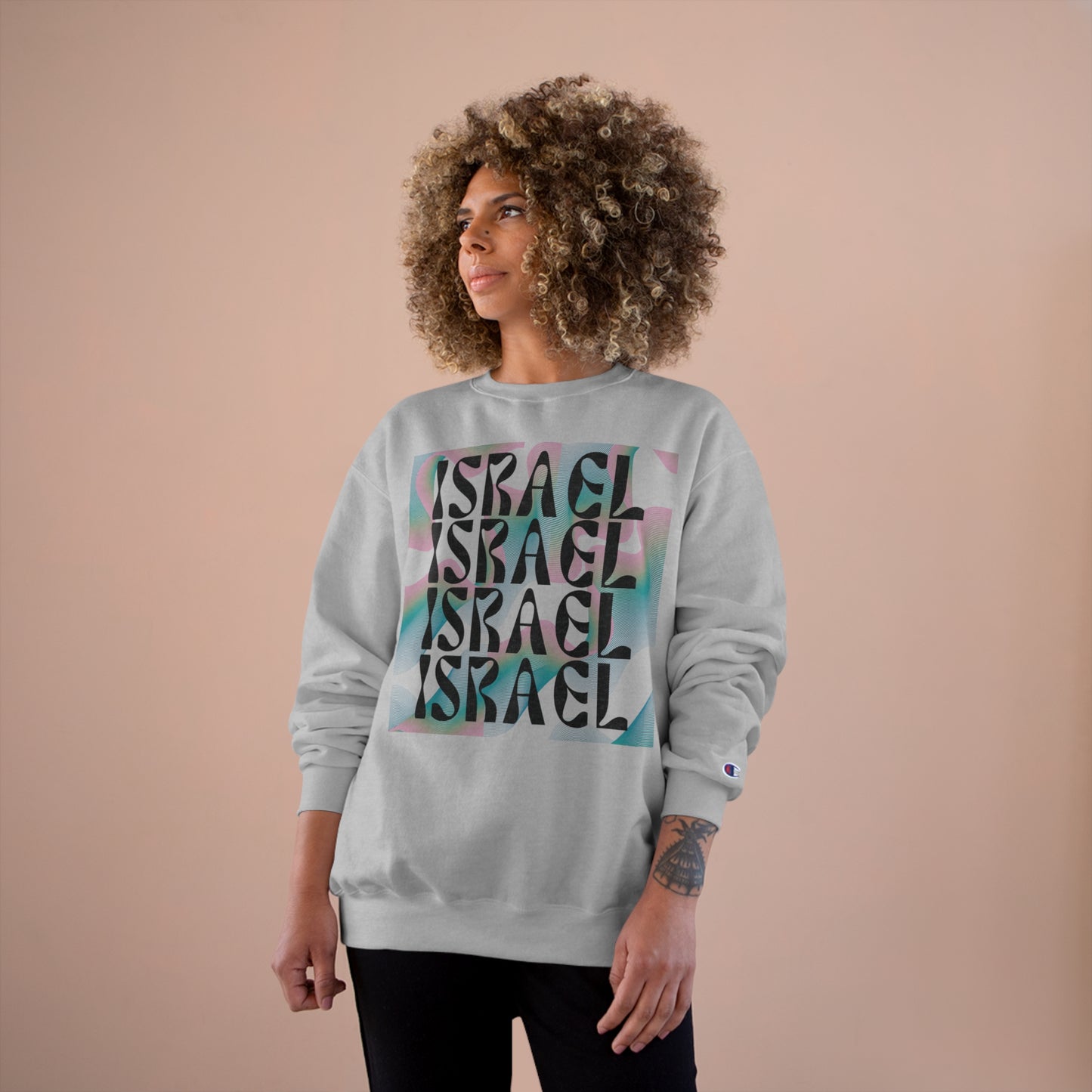 Flow & Squiggle Israel Teal Square Champion Sweatshirt