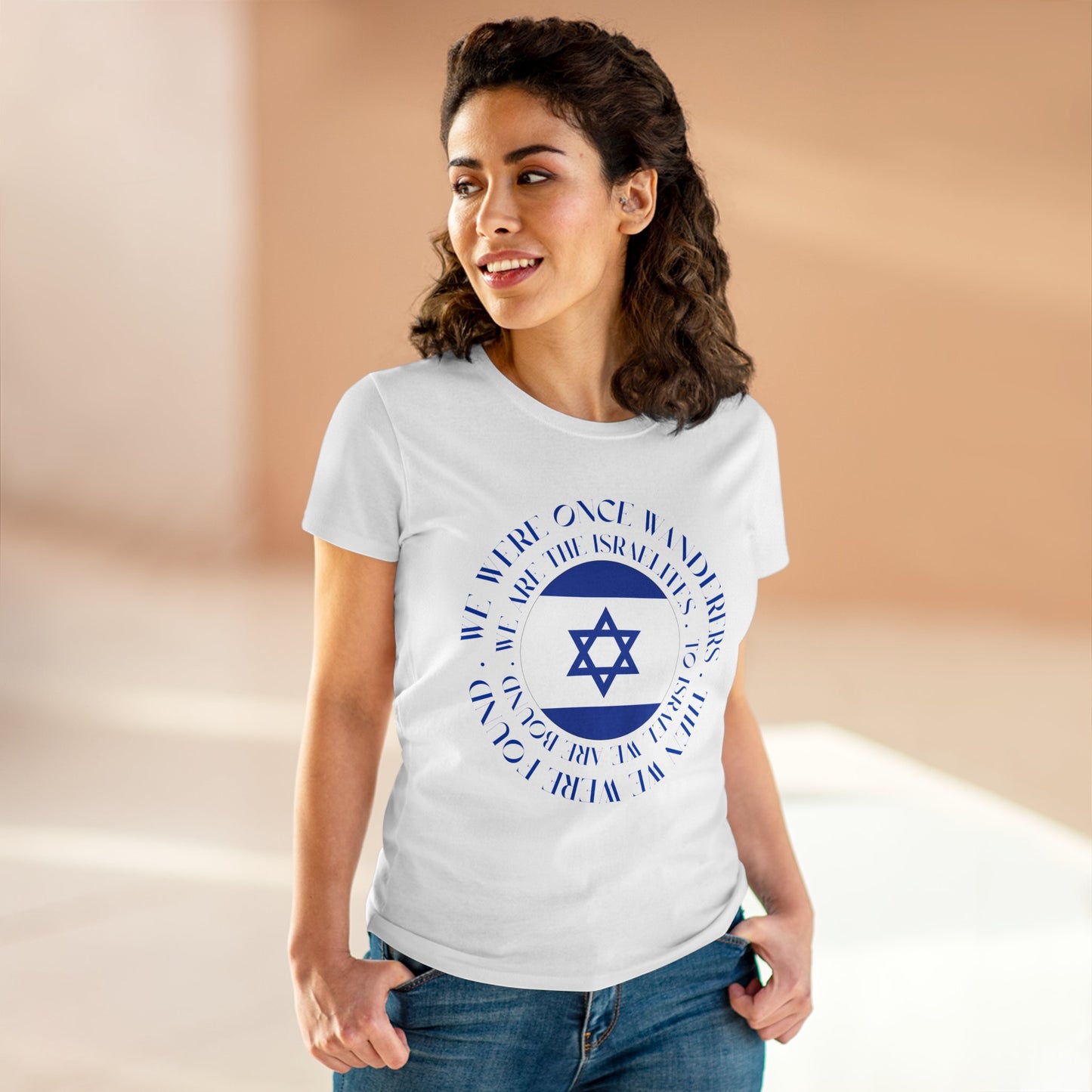 We Were Once Wanderers Israel Blue & White Midweight Cotton Tee