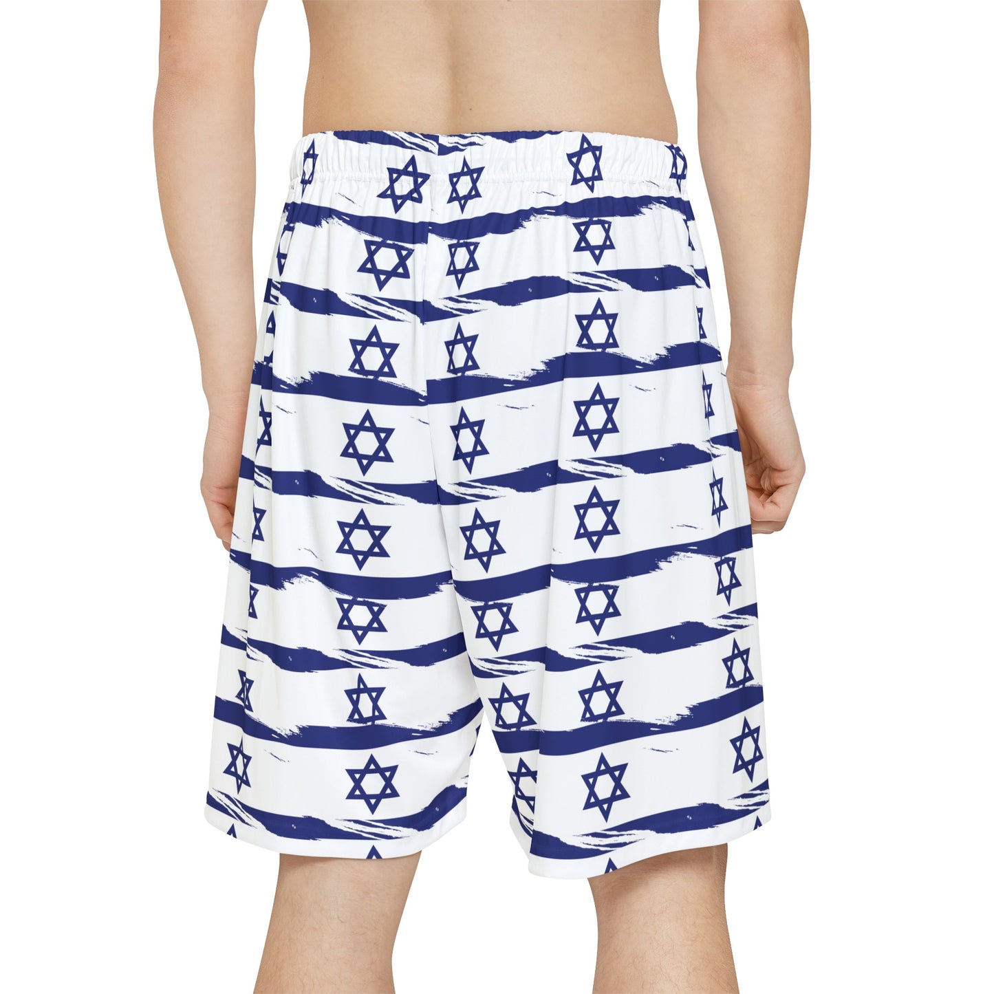 Israel Flag on Flag Lines Pattern Men’s Sports Shorts