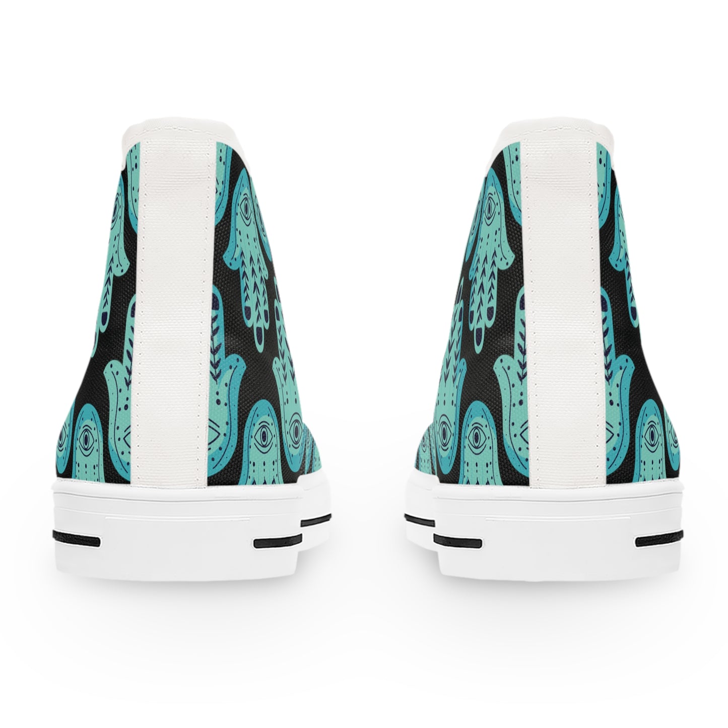 Hannah Bright Turquoise Hamsa Pattern Women's High Top Sneakers