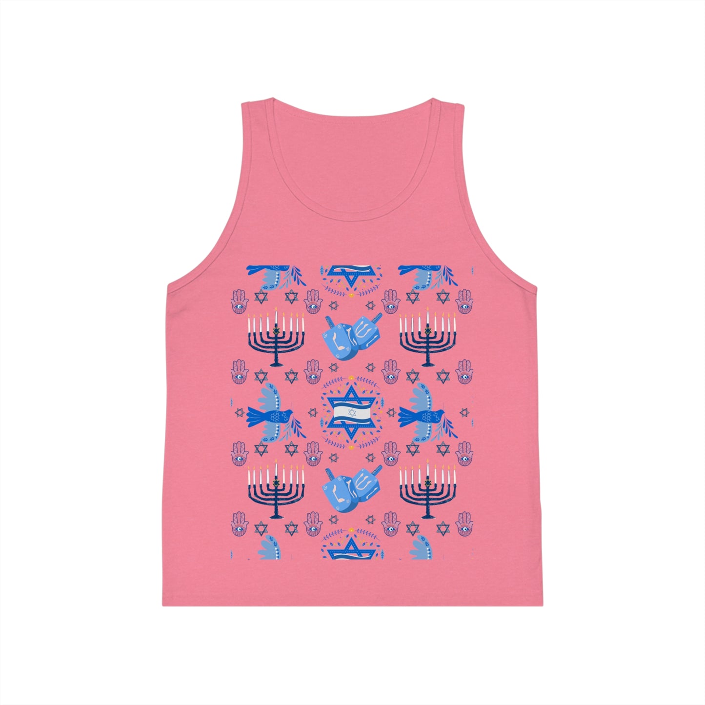 Jewish Mix Chanukah Pattern Kid's Jersey Tank Top