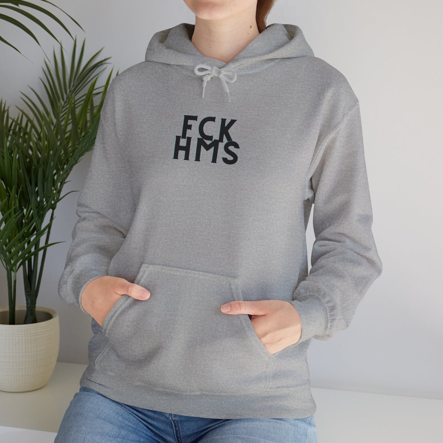 FCK HMS Black & Teal Unisex Heavy Blend™ Hooded Sweatshirt