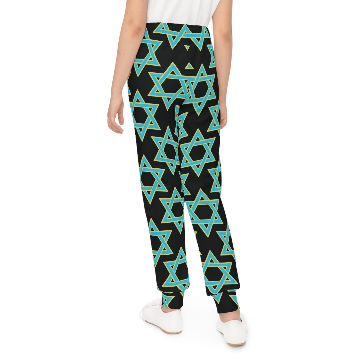 Akira Turquoise & Green Magan David on Black Youth Joggers