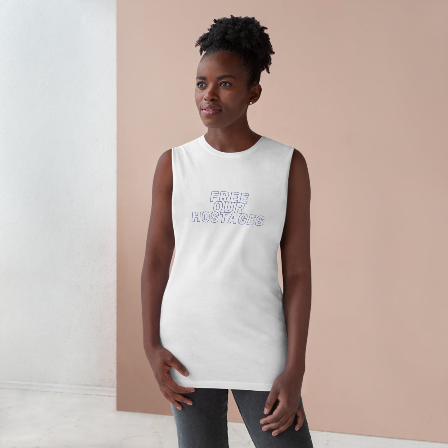 Free Our Hostages Blue & White Unisex Barnard Tank